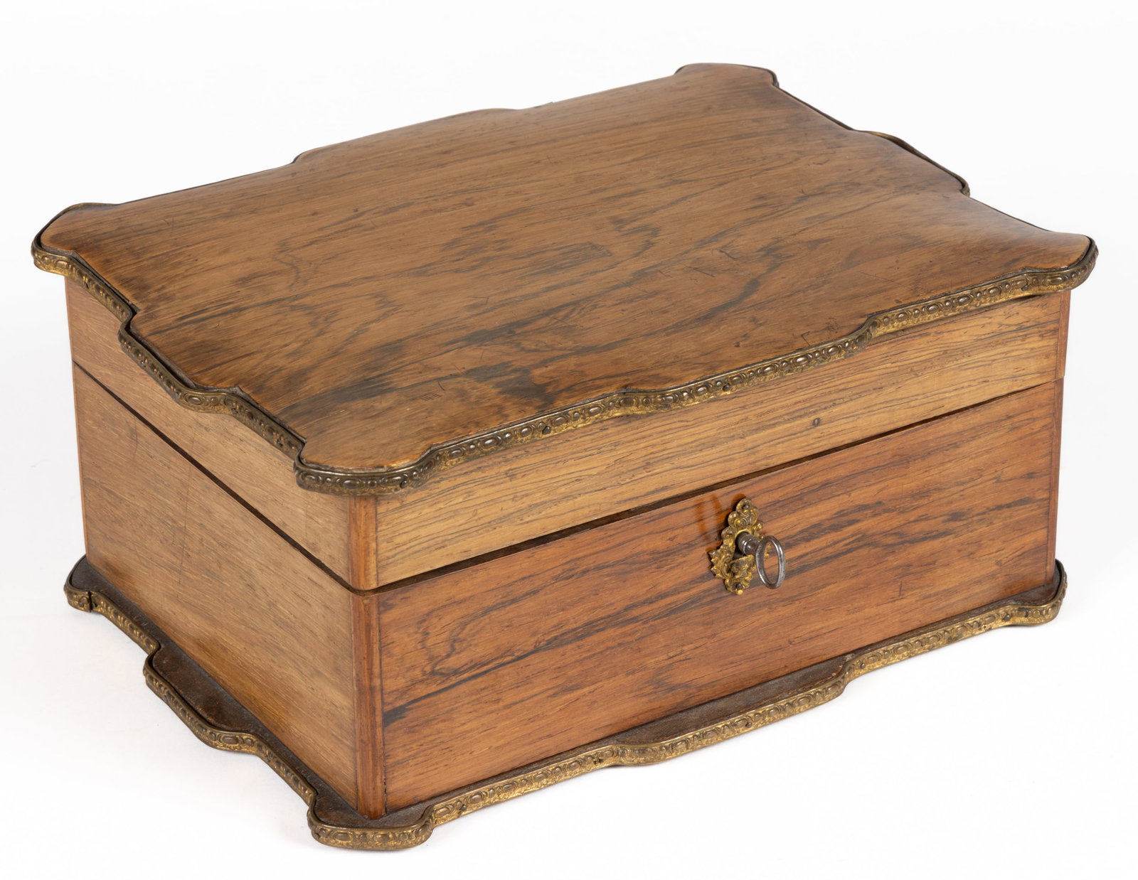 FRENCH ROSEWOOD AND BRASS CIGAR BOX / HUMIDOR (1 of 3)