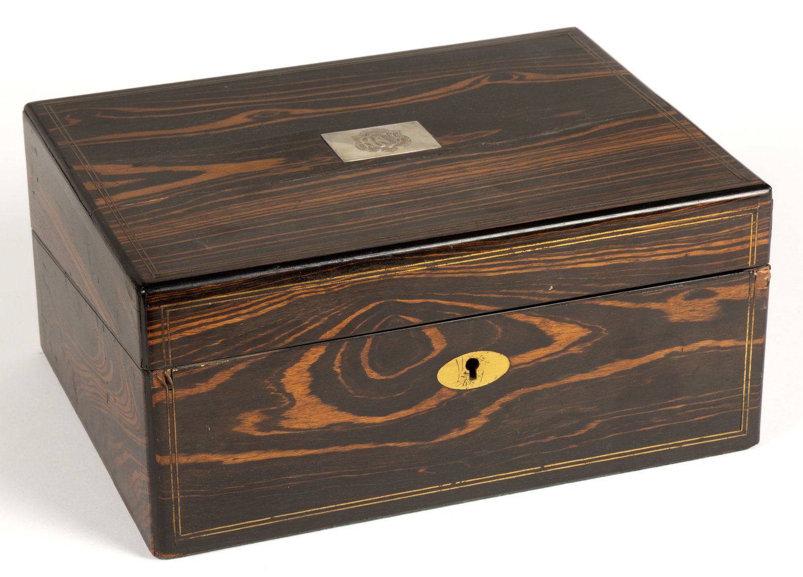 BRITISH ROSEWOOD VENEER WITH BRASS INLAY LAP / TRAVELING DESK (1 of 5)