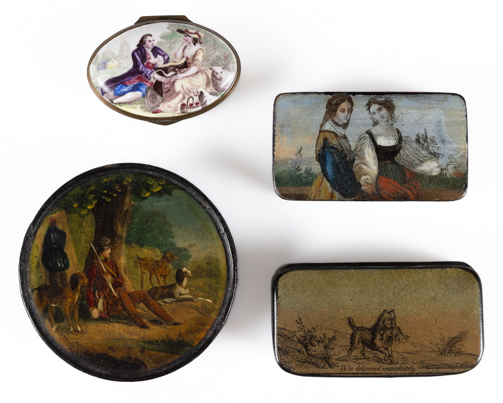 ASSORTED ANTIQUE SNUFF / TOBACCO / PATCH BOXES, LOT OF FOUR (1 of 3)