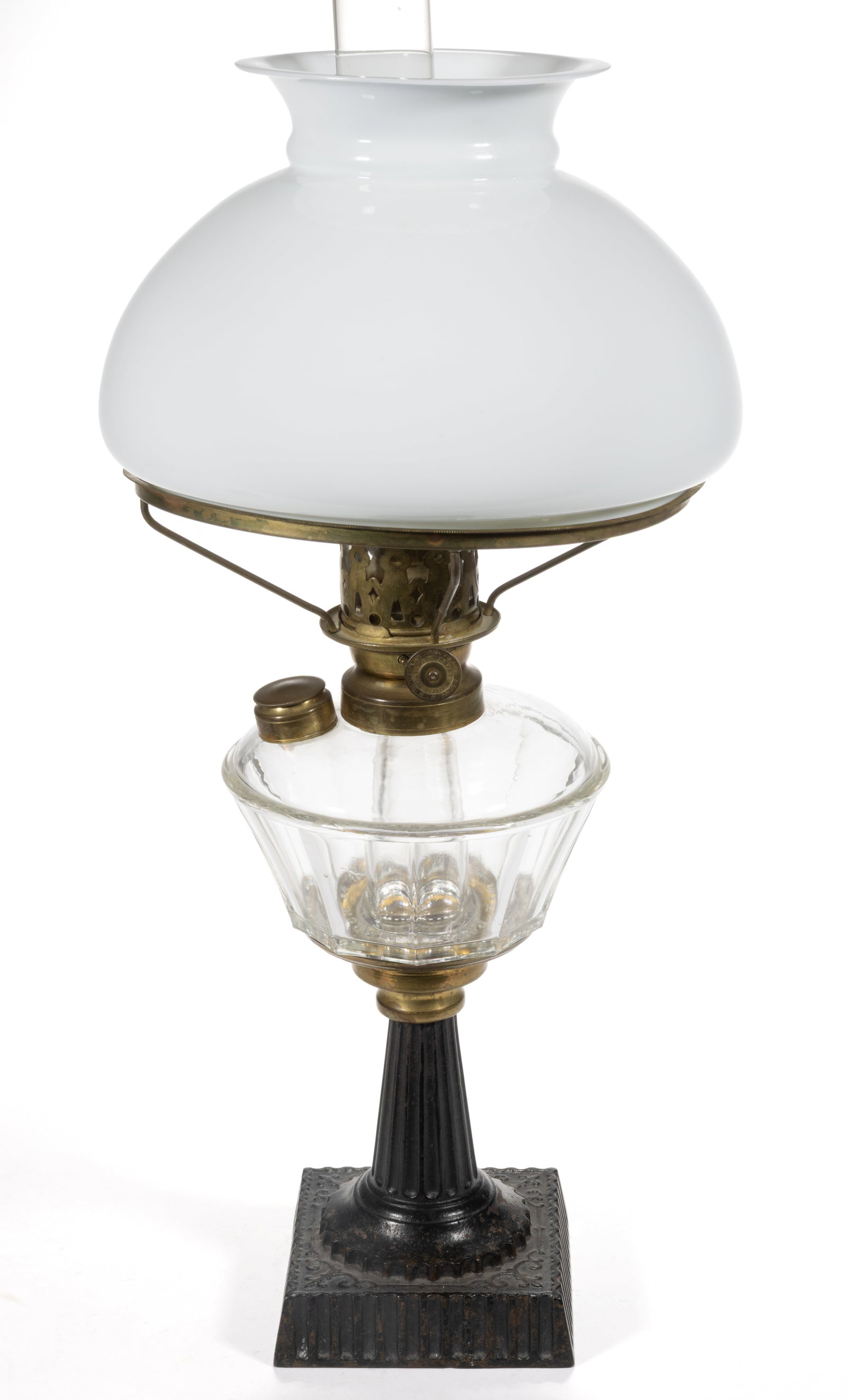 HOYT PATENTED PLAIN PANEL COMPOSITE KEROSENE STAND LAMP (1 of 2)