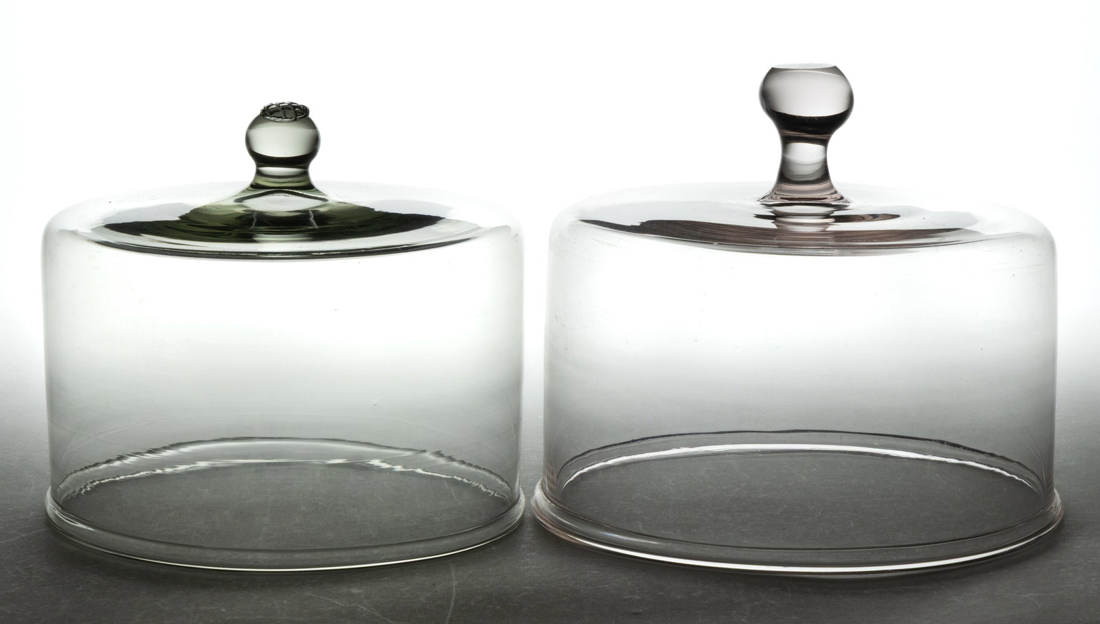 FREE-BLOWN GLASS SALVER / CAKE STAND COVERS, LOT OF TWO (1 of 1)