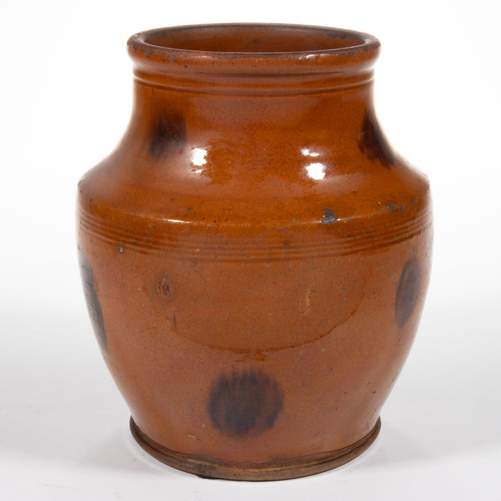 AMERICAN / NORTHEASTERN DECORATED EARTHENWARE / REDWARE JAR - 2