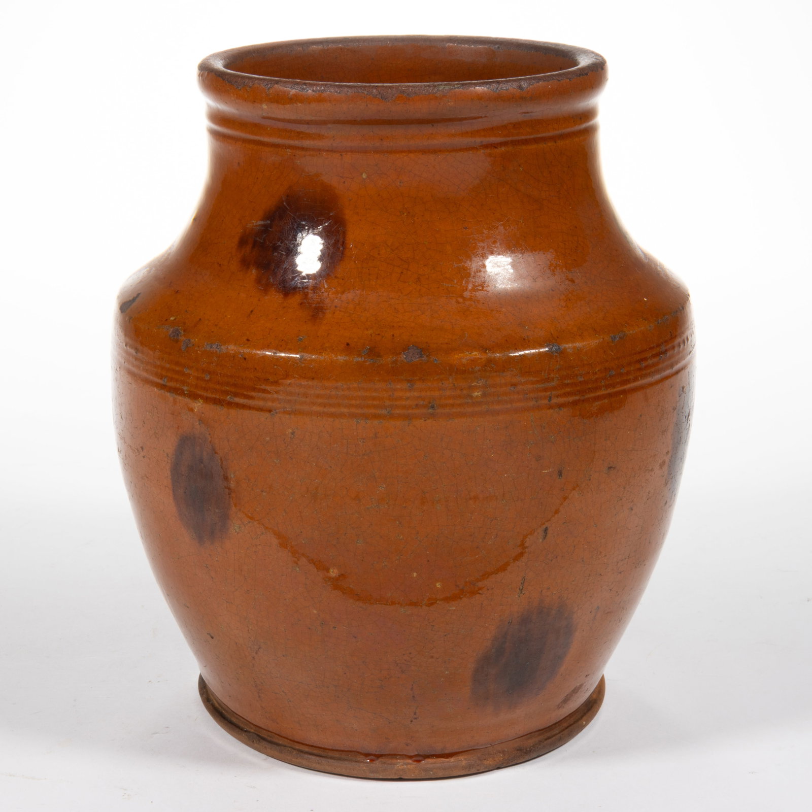 AMERICAN / NORTHEASTERN DECORATED EARTHENWARE / REDWARE JAR - 3