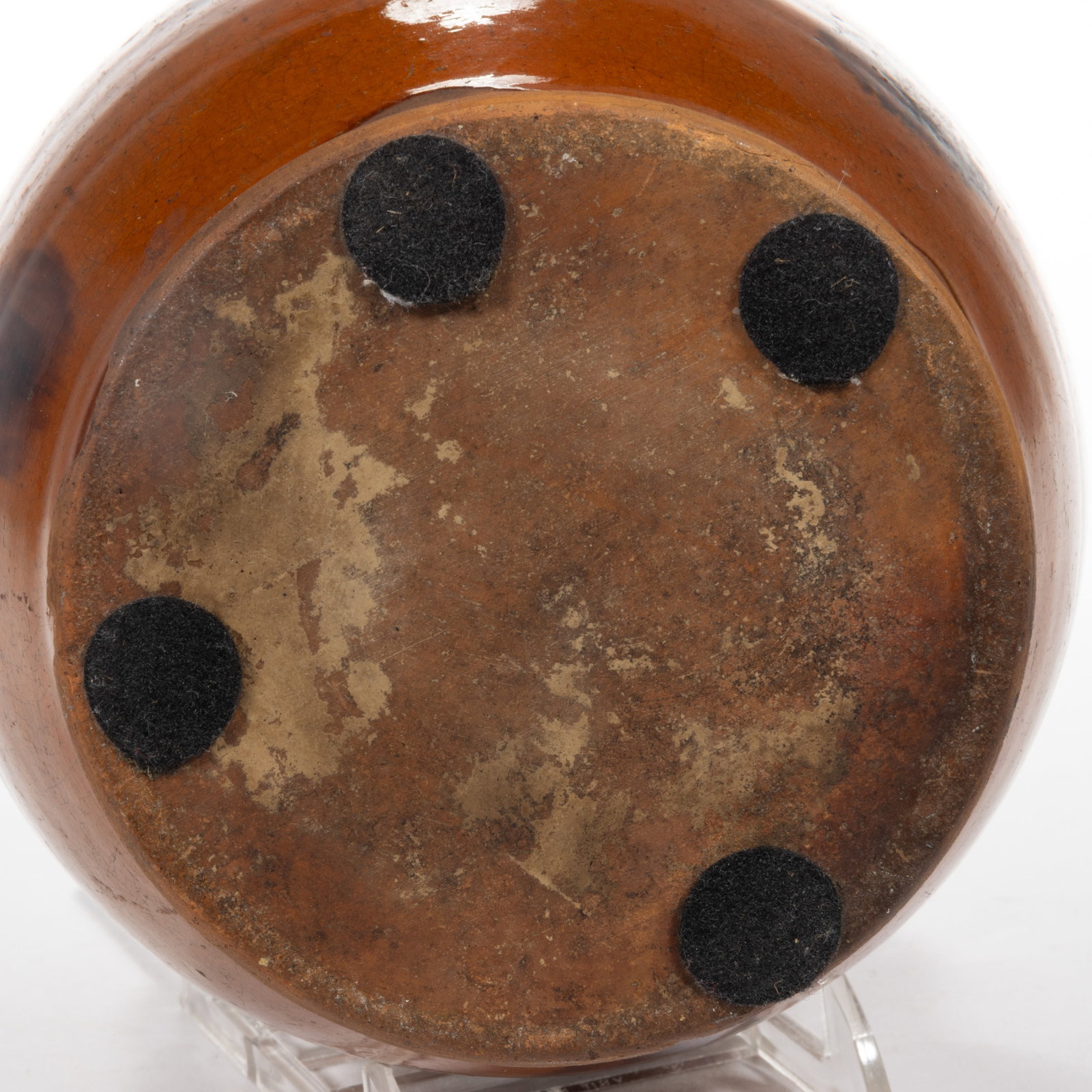 AMERICAN / NORTHEASTERN DECORATED EARTHENWARE / REDWARE JAR - 5