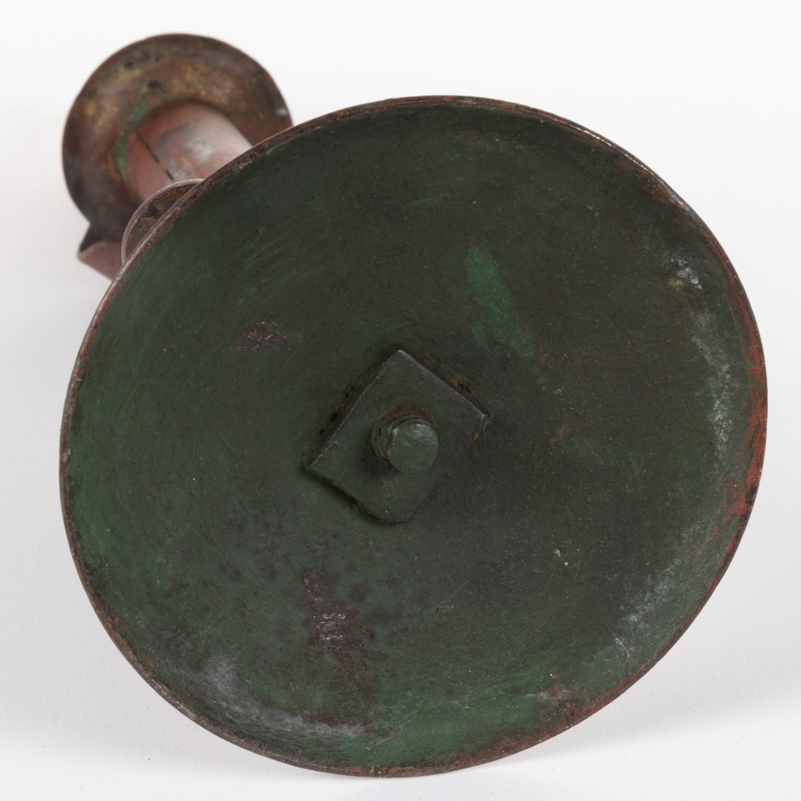 SIGNED PAINTED SHEET-IRON / TIN HOGSCRAPER CANDLESTICK - 2