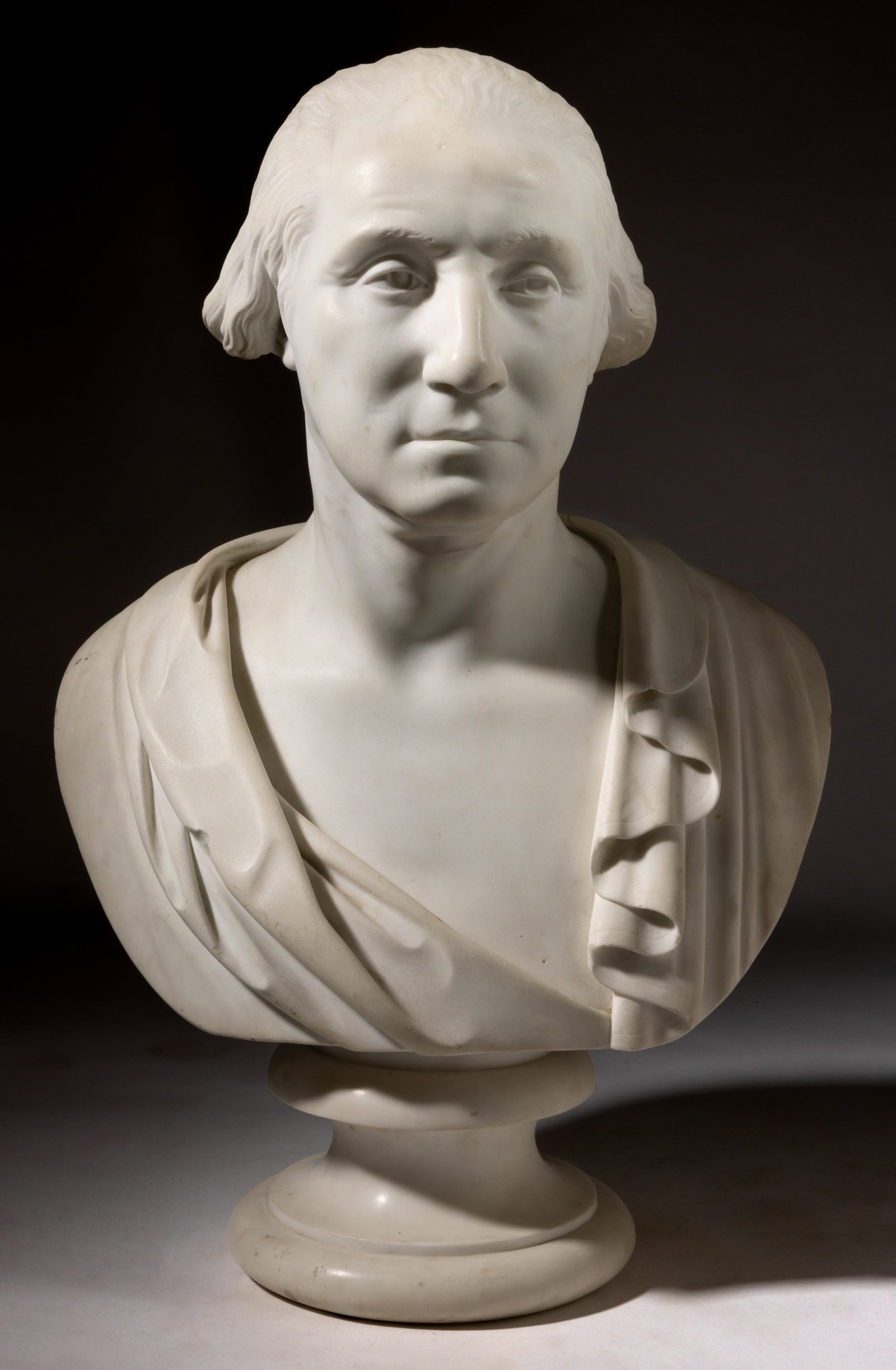 FINE AND RARE CARMELO FONTANA (ITALIAN, 1775-1825) CARVED MARBLE BUST OF GEORGE WASHINGTON (1 of 5)