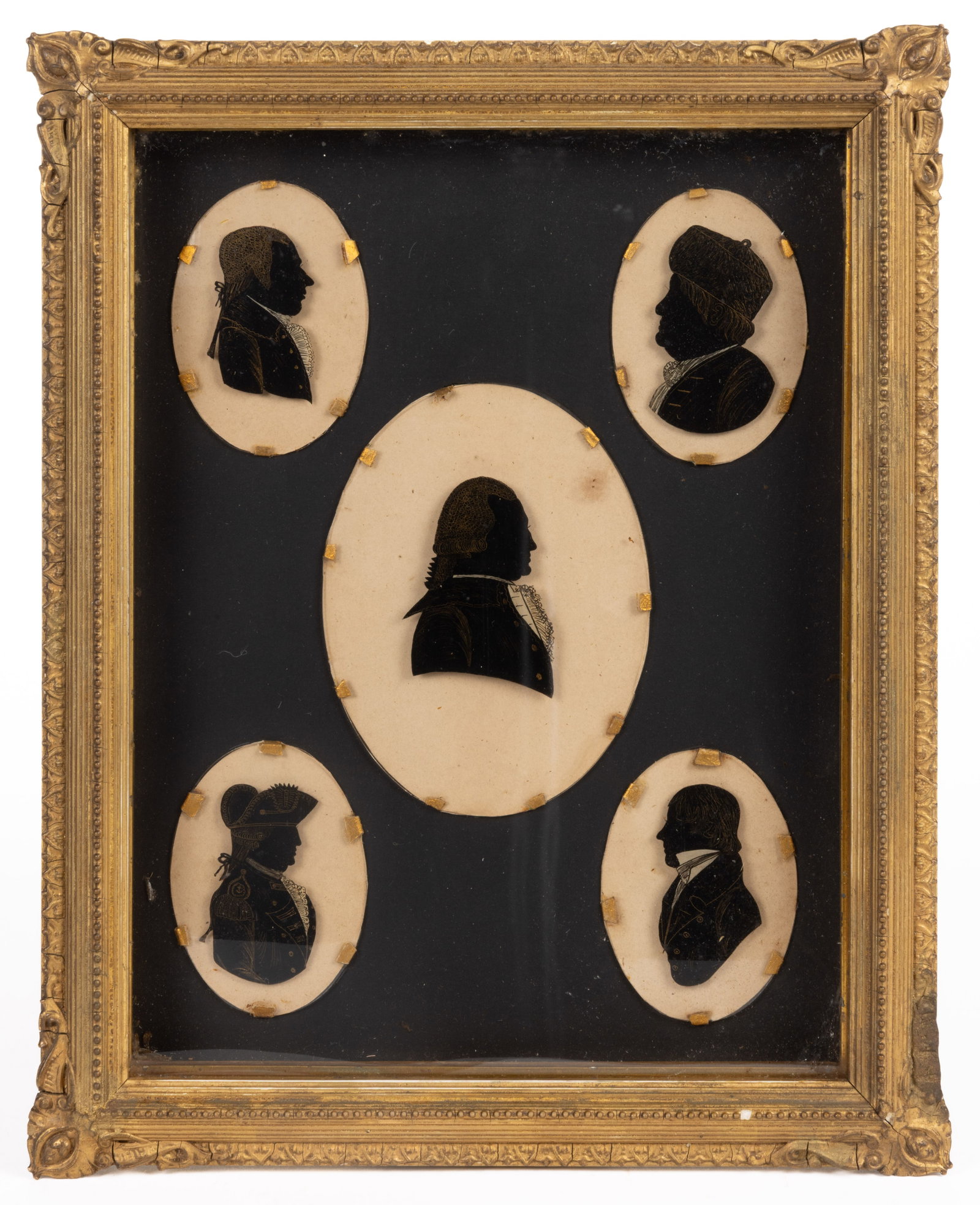 RARE AMERICAN HISTORICAL SILHOUETTE GALLERY OF IMPORTANT REVOLUTIONARY WAR FIGURES (1 of 2)