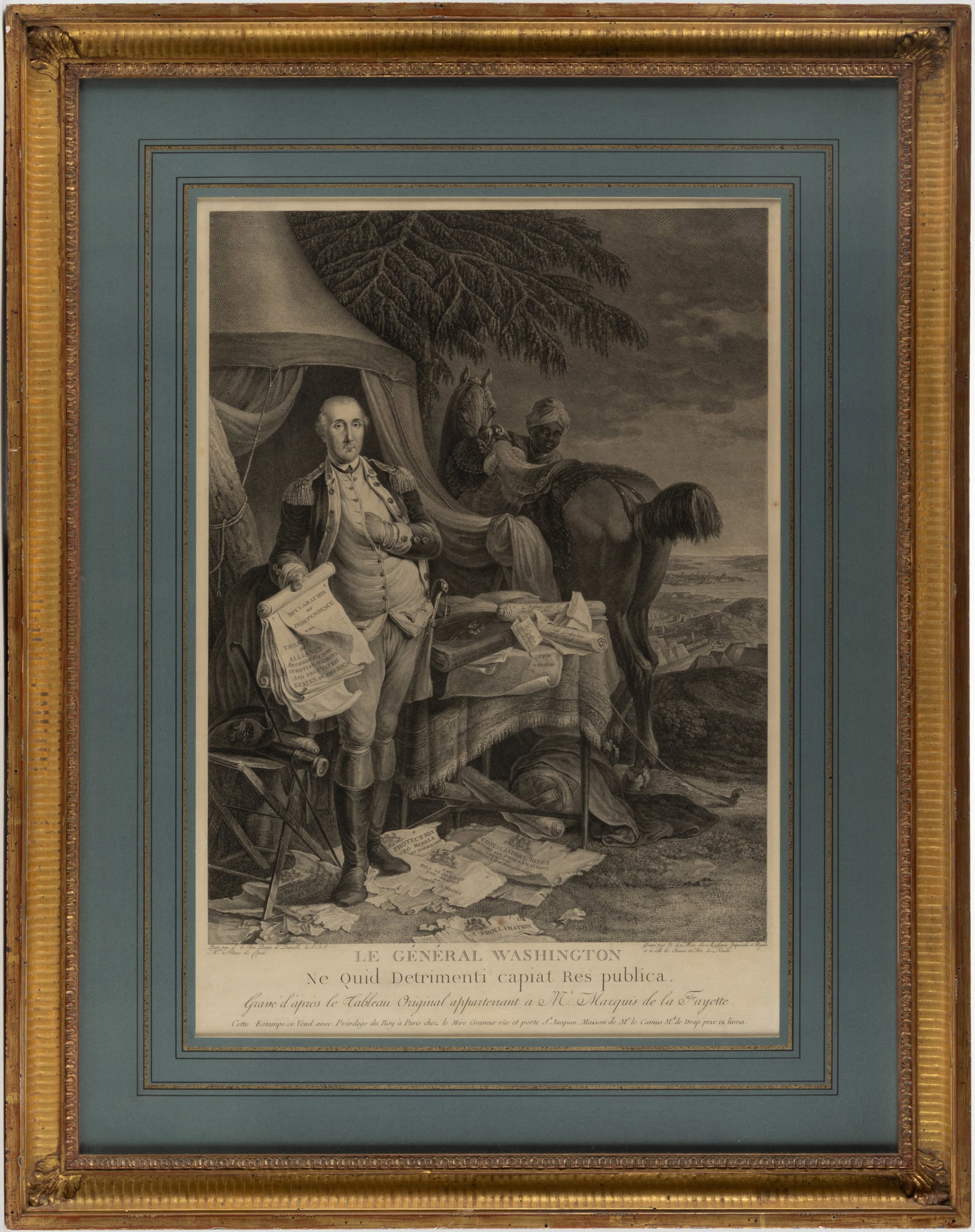 AFTER JEAN-BAPTISTE LE PAON (FRENCH, 1738-1785) GENERAL WASHINGTON PRINT (1 of 3)