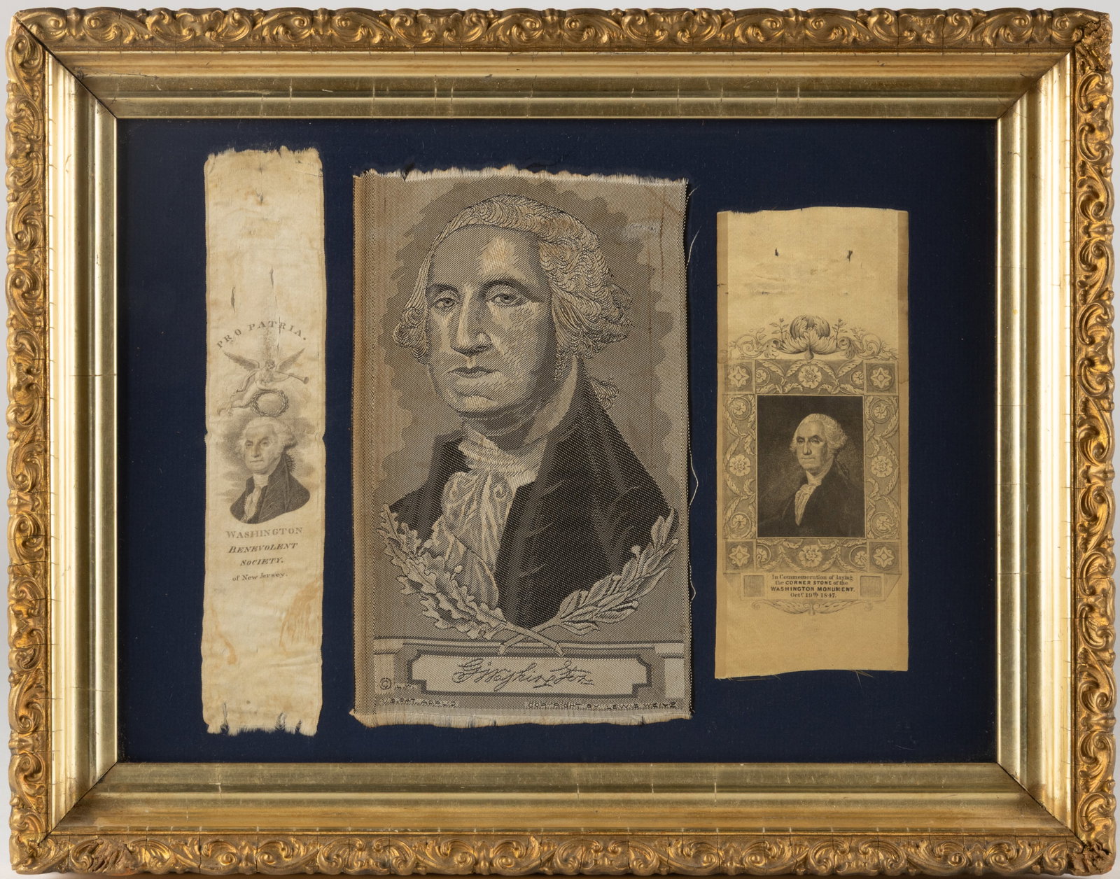 GEORGE WASHINGTON HISTORICAL SILK RIBBONS, LOT OF THREE (1 of 3)