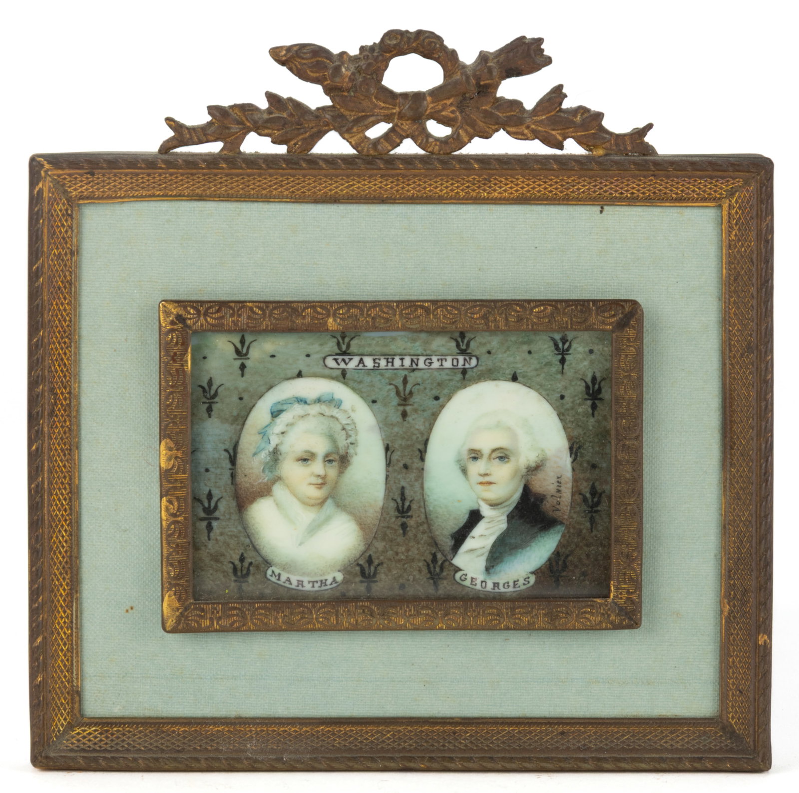 CONTINENTAL SCHOOL (20TH CENTURY) GEORGE AND MARTHA WASHINGTON PAIRED MINIATURE PORTRAITS (1 of 2)