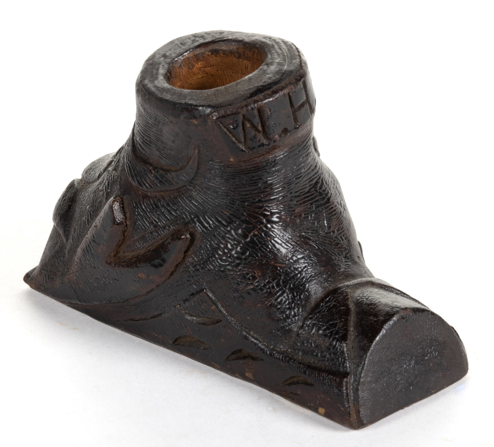 PRINCE WILLIAM CO., VIRGINIA FOLK ART CARVED WOOD MATCH SAFE / INK STAND (1 of 5)
