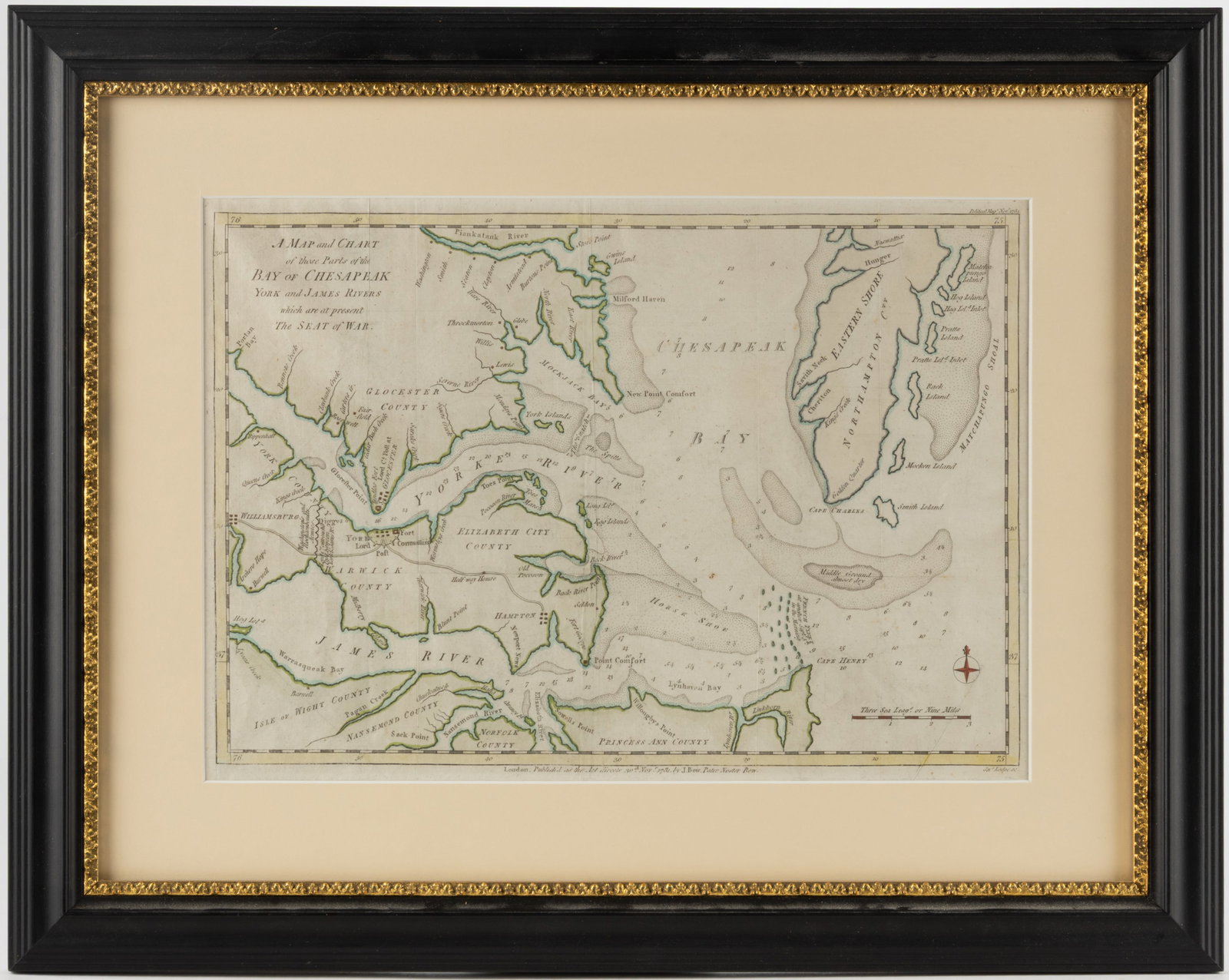 JOHN LODGE (ENGLISH, 1735-1796) VIRGINIA REVOLUTIONARY WAR MAP (1 of 3)