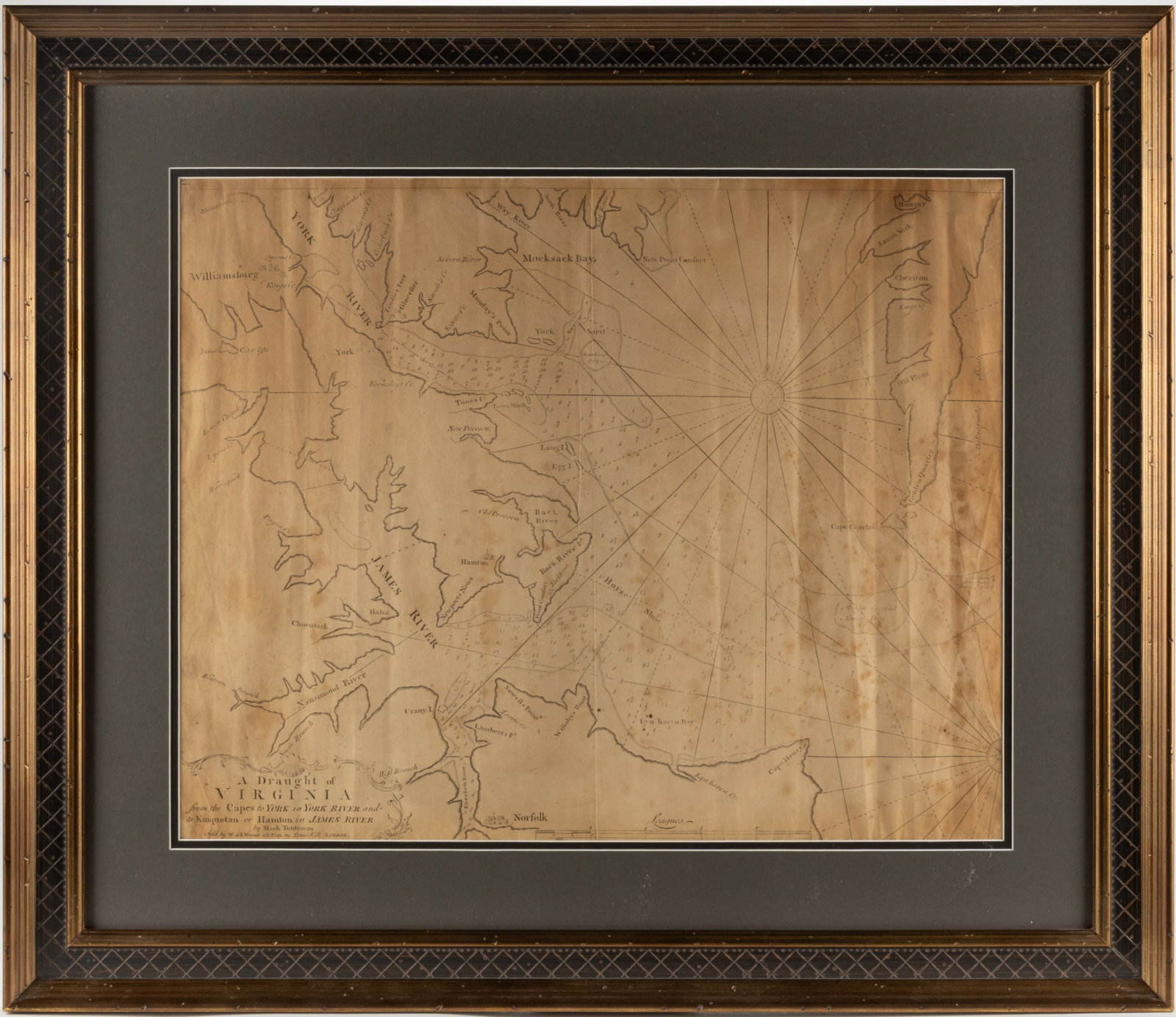 MARK TIDDEMAN (BRITISH, FL. C. 1724 - C. 1760) COLONIAL VIRGINIA CHESAPEAKE BAY MAP / CHART (1 of 3)