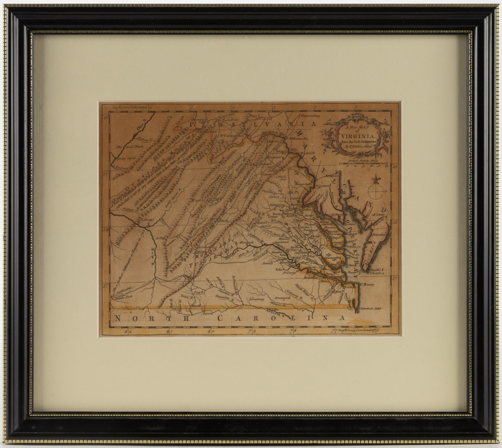 THOMAS KITCHIN (ENGLISH, 1718-1784) MAP OF VIRGINIA (1 of 3)