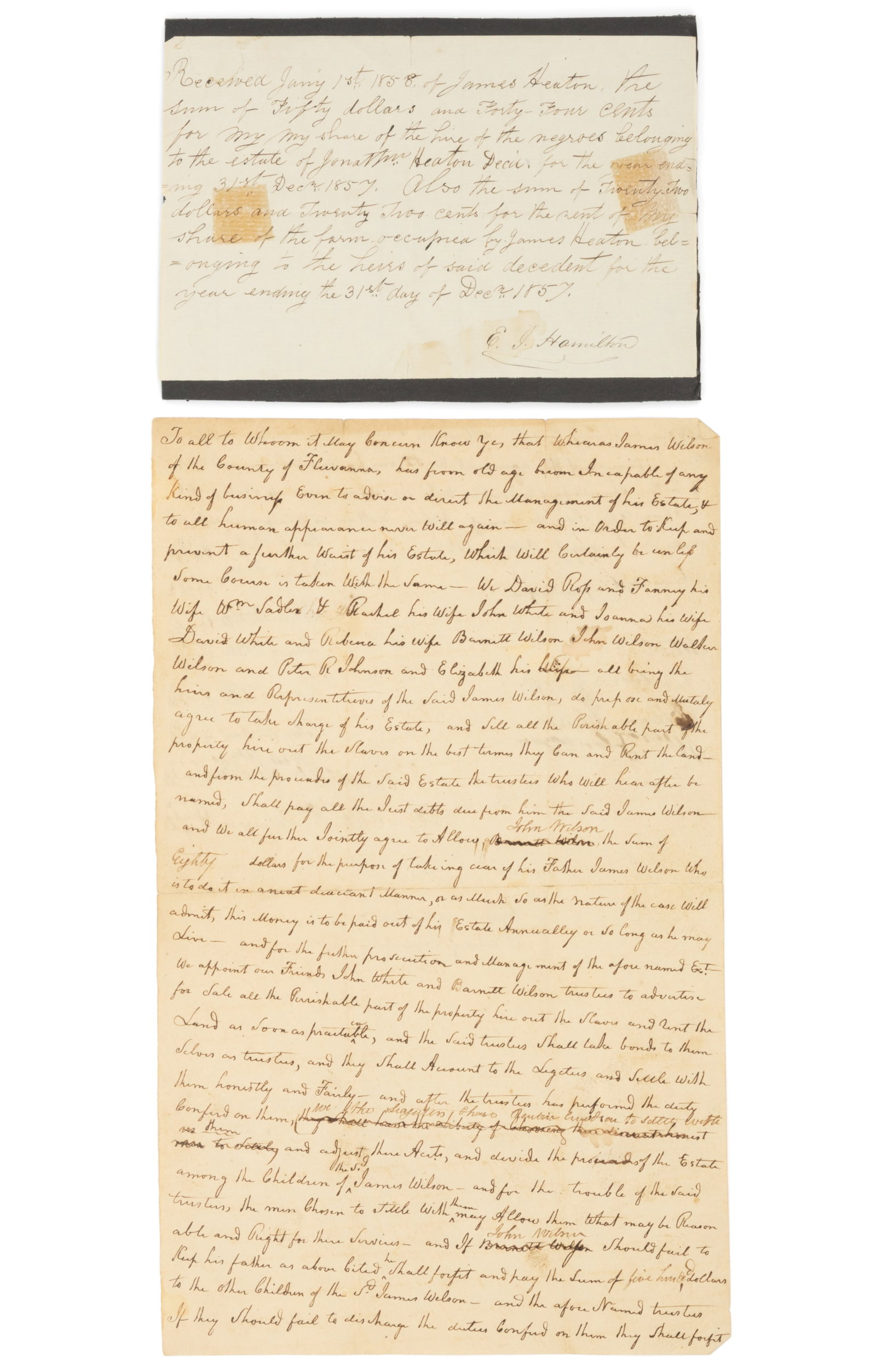 VIRGINIA DOCUMENTS WITH ENSLAVED PERSON CONTENT, LOT OF TWO (1 of 2)