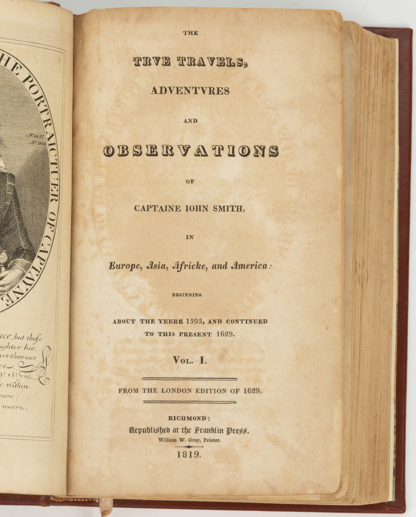 ANTIQUARIAN CAPTAIN JOHN SMITH'S TRAVELS TWO-VOLUME SET BOUND AS ONE (1 of 5)