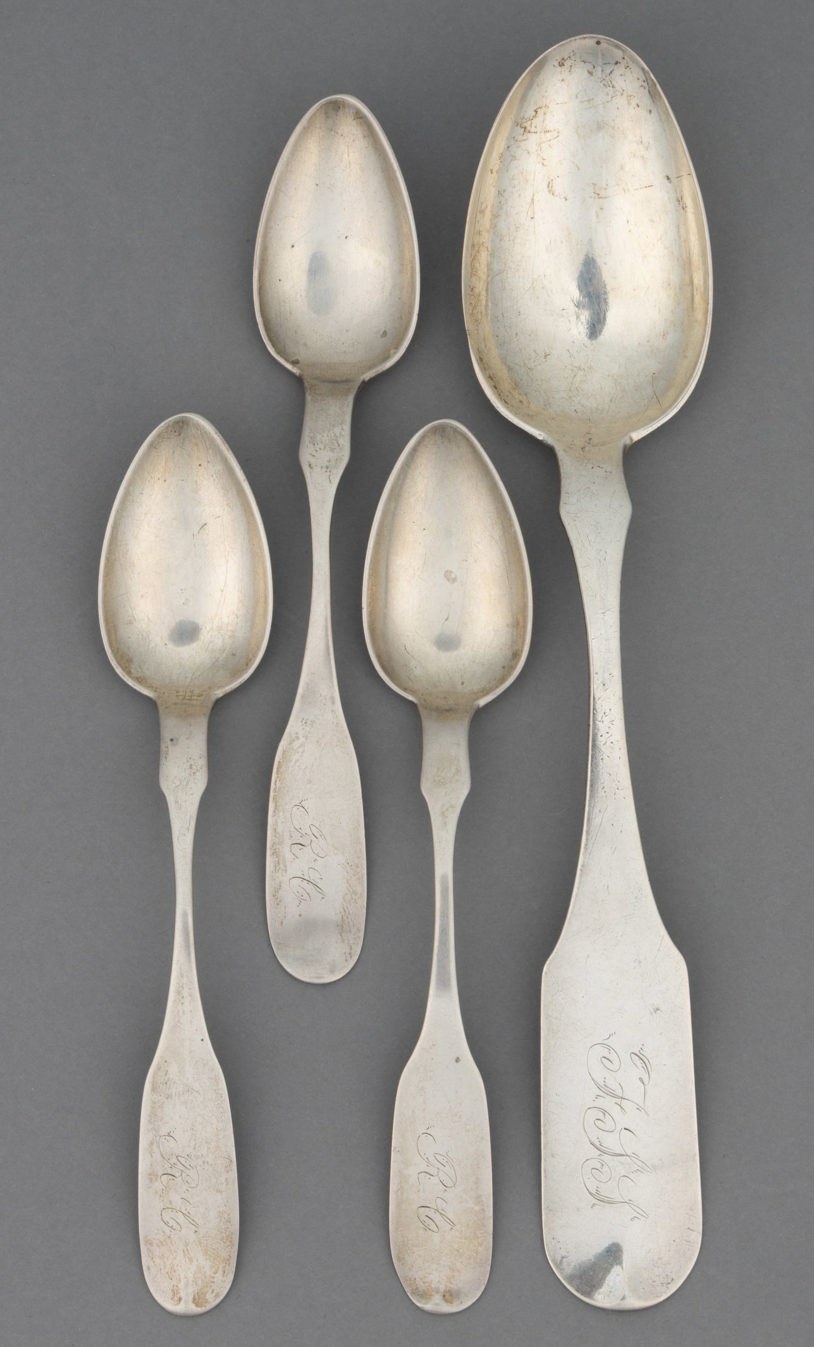 CHARLES BELSTERLING MEREDITH, WINCHESTER, SHENANDOAH VALLEY OF VIRGINIA COIN SILVER SPOONS, LOT OF (1 of 2)