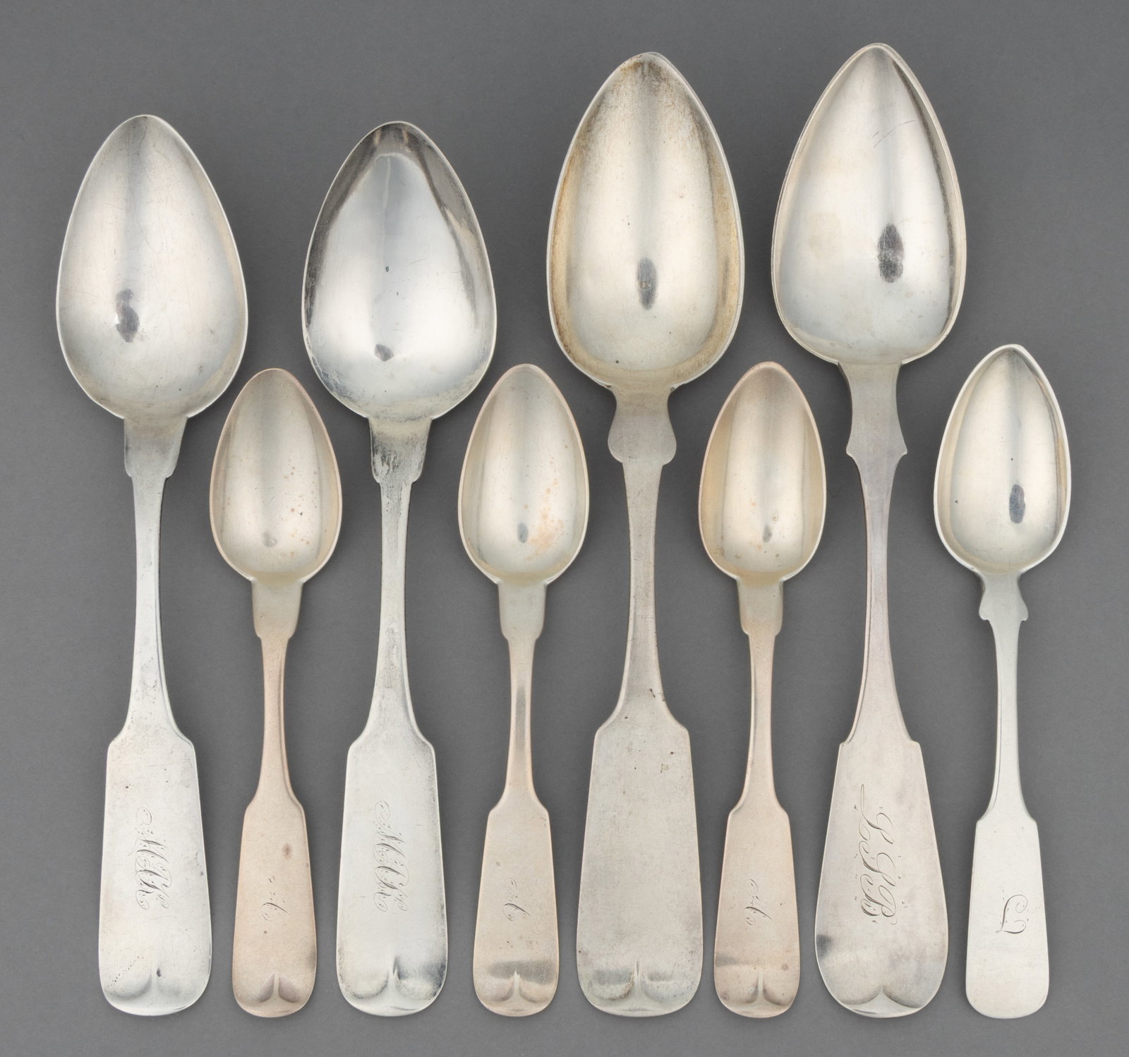 RICHMOND / PETERSBURG AND FREDERICKSBURG, VIRGINIA COIN SILVER SPOONS, LOT OF EIGHT (1 of 1)