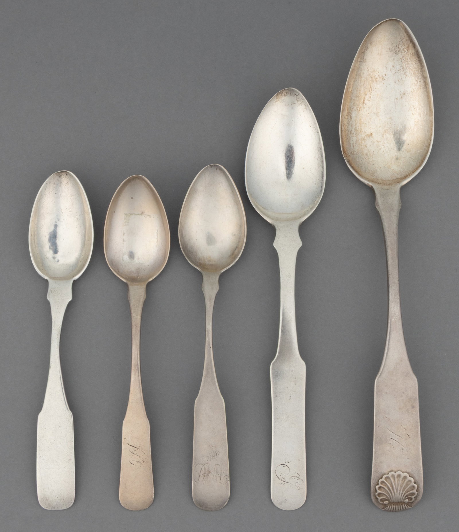 ALEXANDRIA, VIRGINIA / GEORGETOWN, DC / WASHINGTON, DC COIN SILVER SPOONS, LOT OF FIVE (1 of 1)