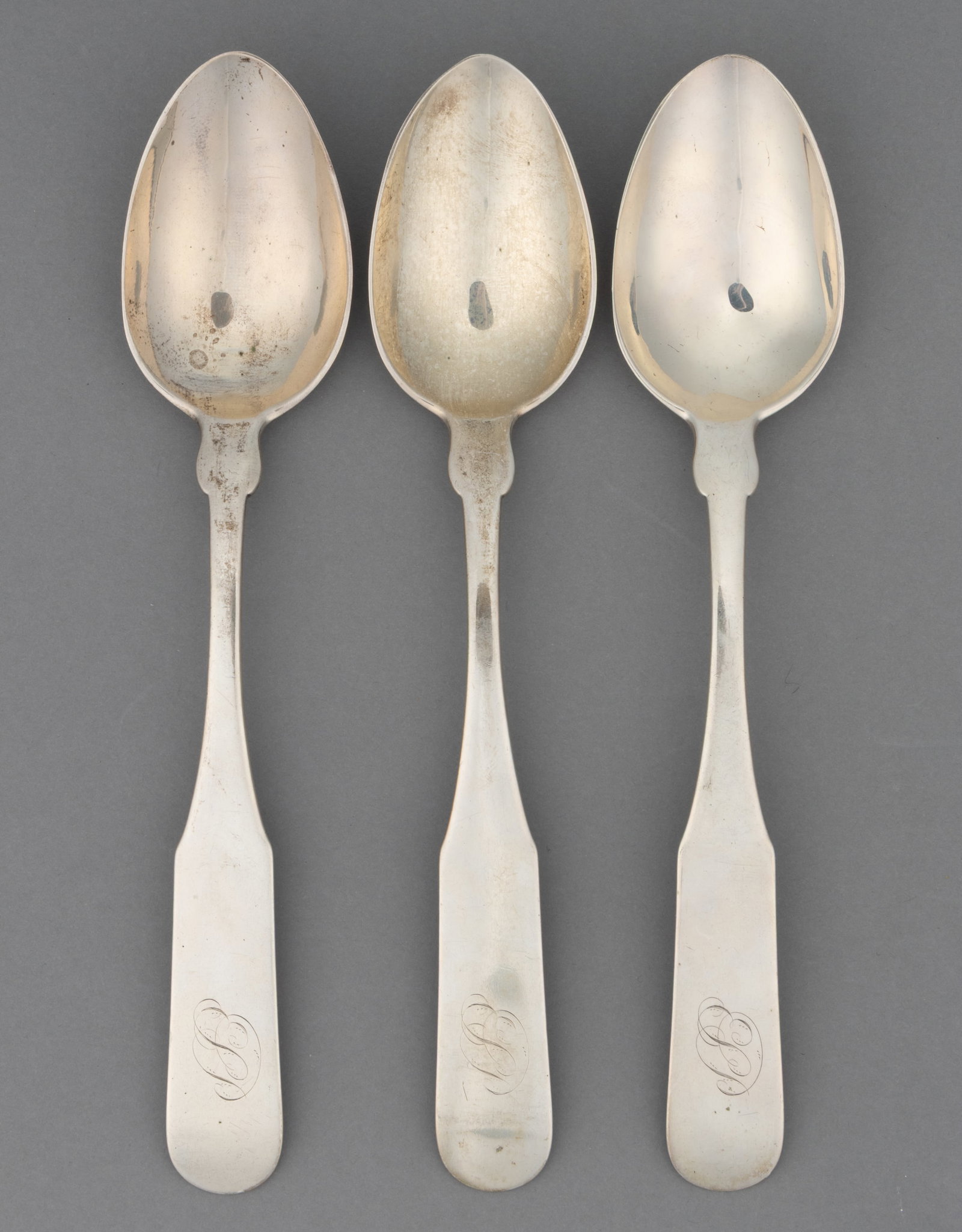 ASA BLANCHARD, LEXINGTON, KENTUCKY COIN SILVER TABLESPOONS, SET OF THREE (1 of 2)