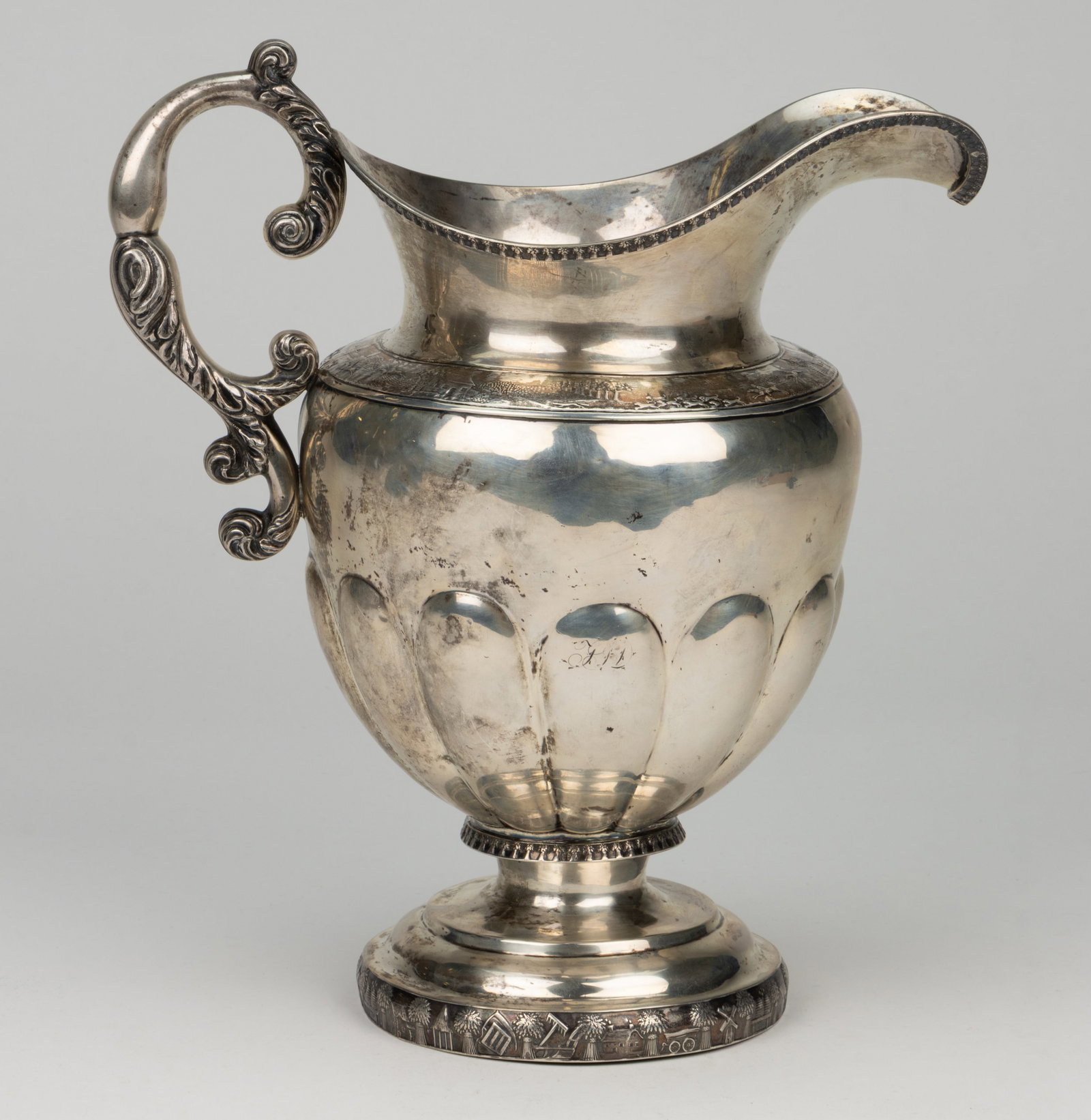 WILLIAM THOMSON, NEW YORK CITY, NEW YORK SHEAF OF WHEAT COIN SILVER WATER PITCHER (1 of 2)