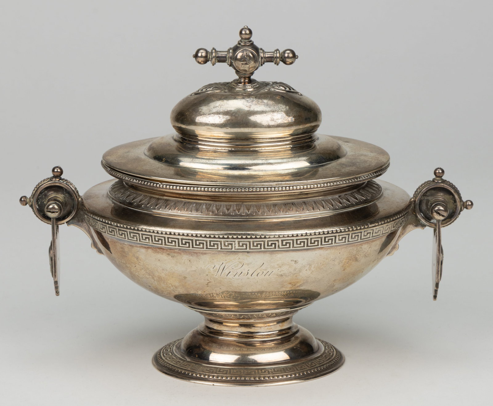 WILLIAM GALE, JR., NEW YORK CITY, NEW YORK MEDALLION COIN SILVER COVERED BOWL / SMALL TUREEN (1 of 3)