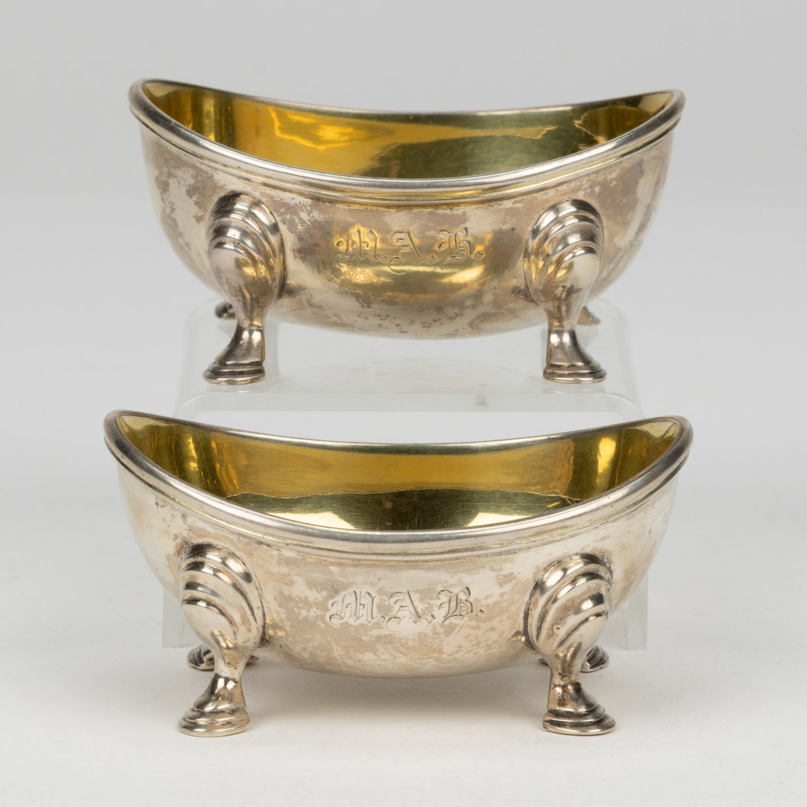 BALL, TOMPKINS & BLACK, NEW YORK CITY, NEW YORK COIN SILVER OPEN SALTS, PAIR (1 of 2)