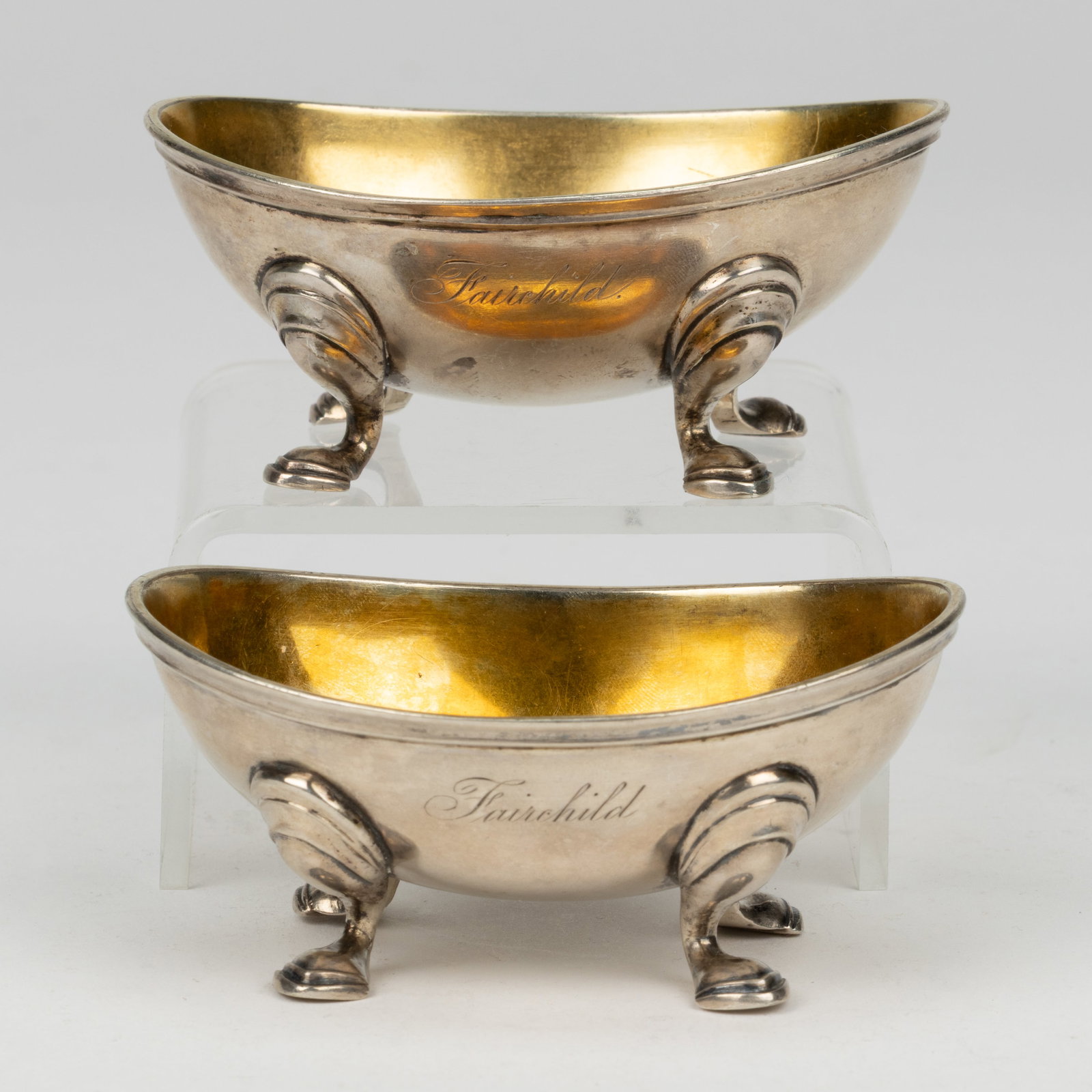 EOFF & SHEPARD, NEW YORK CITY, NEW YORK COIN SILVER OPEN SALTS, PAIR (1 of 2)