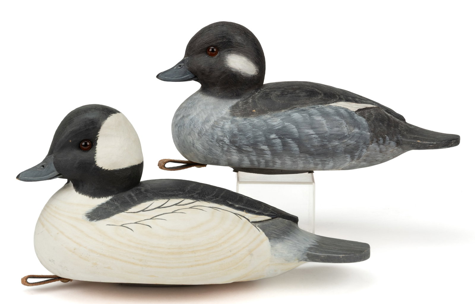 PAIR OF RONALD P. JUSTIS (CHINCOTEAGUE, VIRGINIA, 20TH/21ST CENTURY) CARVED AND PAINTED BUFFLEHEAD (1 of 5)