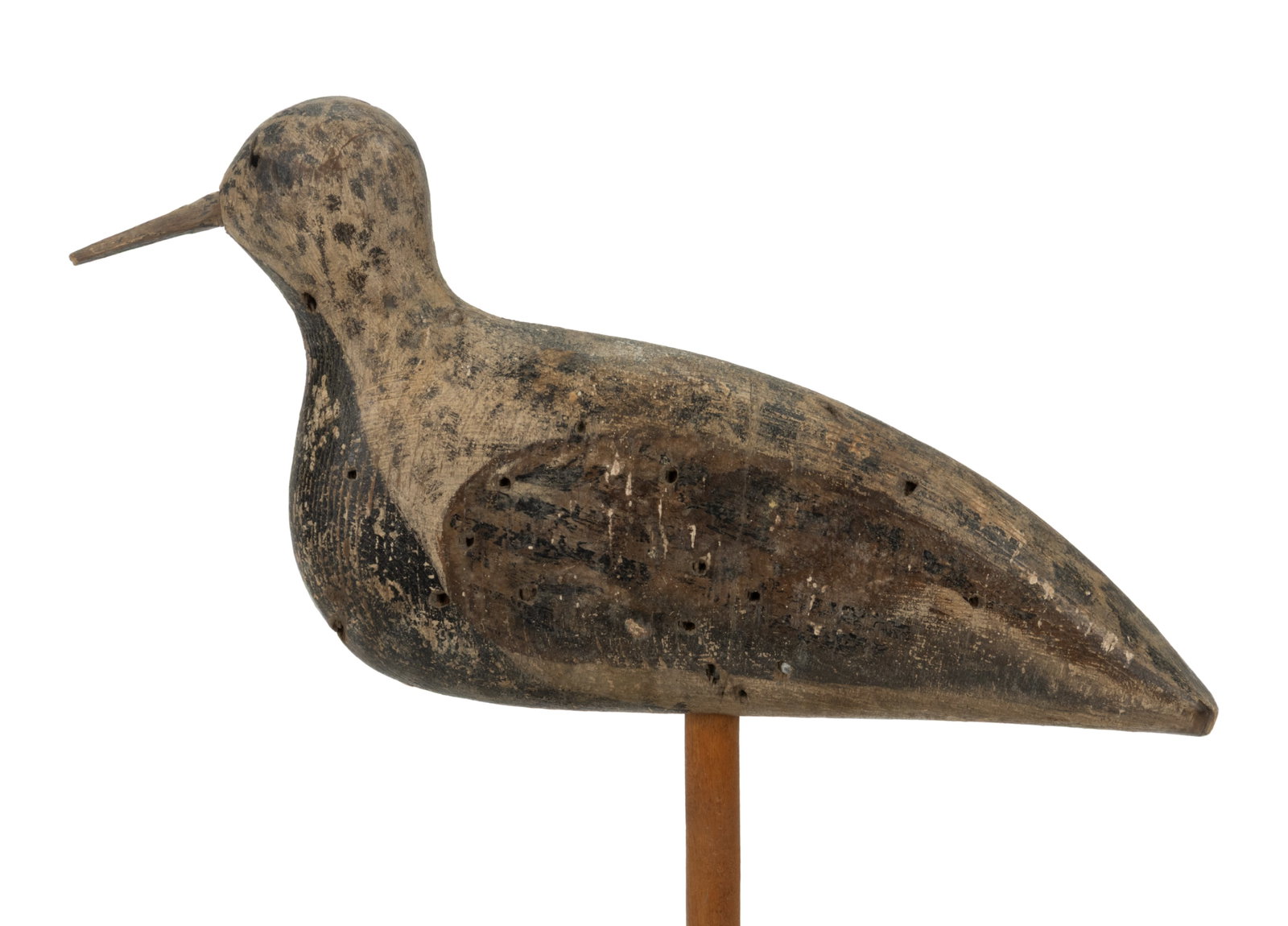 AMERICAN FOLK ART CARVED AND PAINTED BLACK-BELLIED PLOVER SHOREBIRD DECOY (1 of 4)