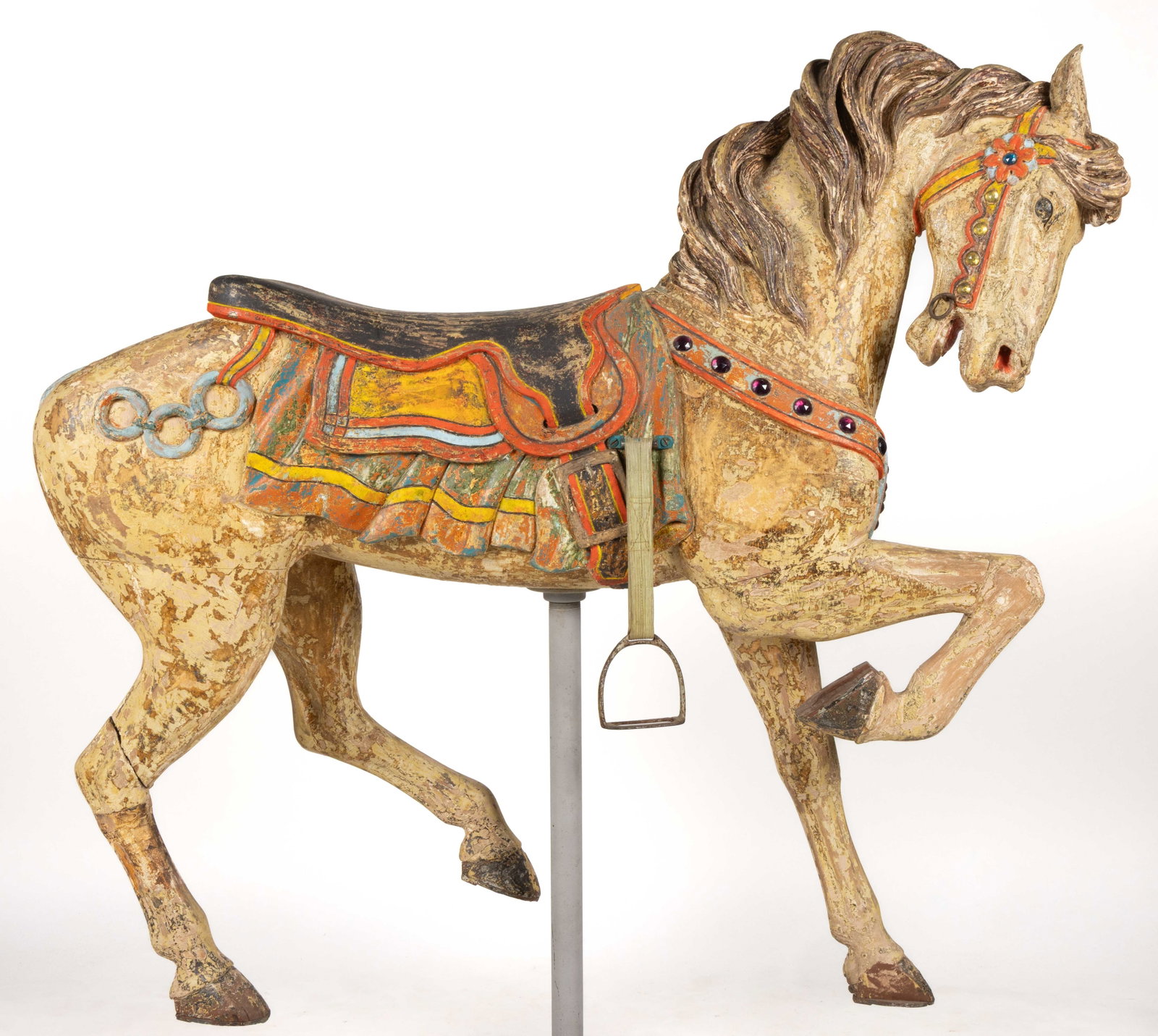AMERICAN FOLK ART CARVED AND PAINTED CAROUSEL HORSE (1 of 8)