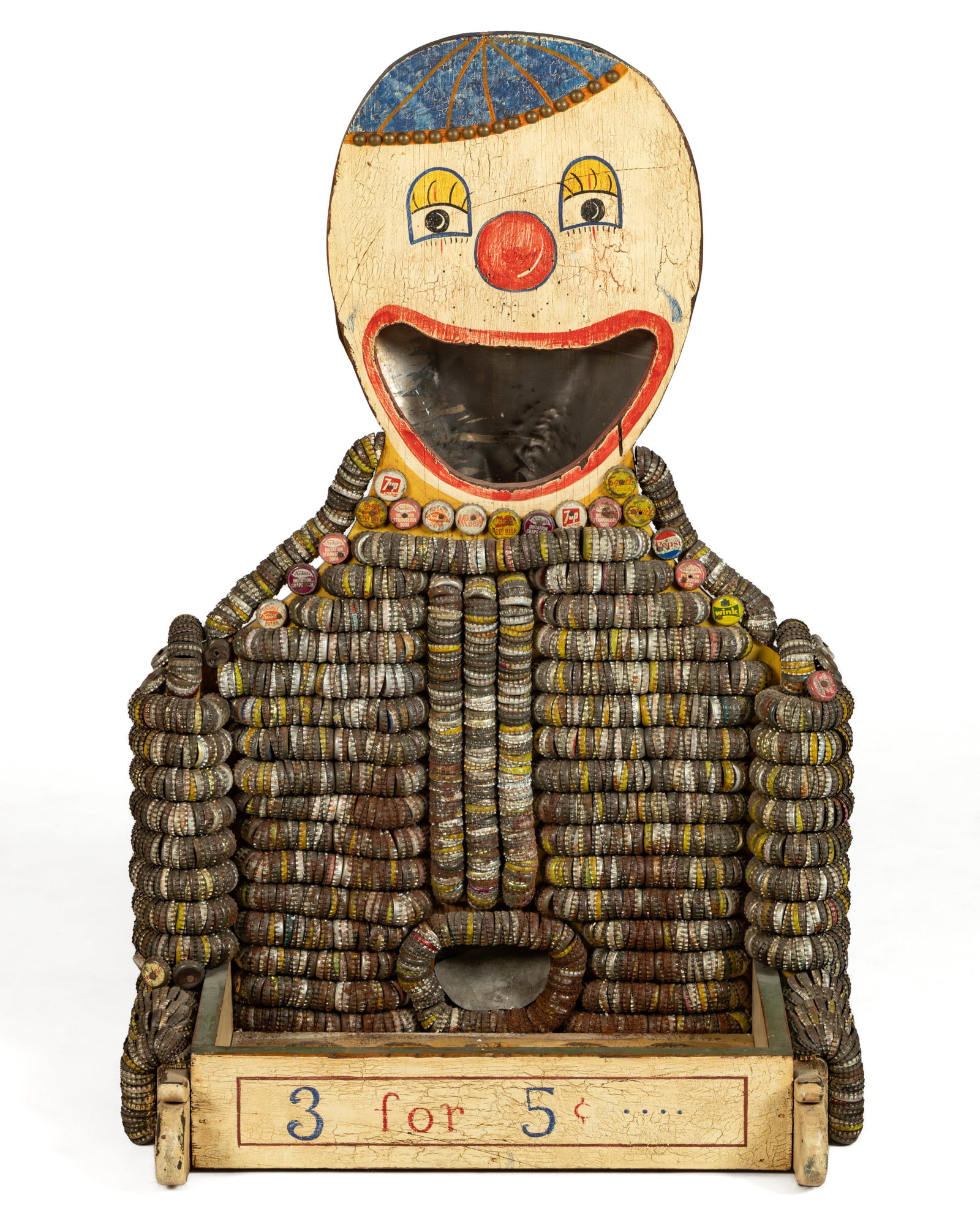AMERICAN FOLK ART BOTTLE-CAP DECORATED CARNIVAL / CIRCUS BALL-TOSS TARGET (1 of 5)