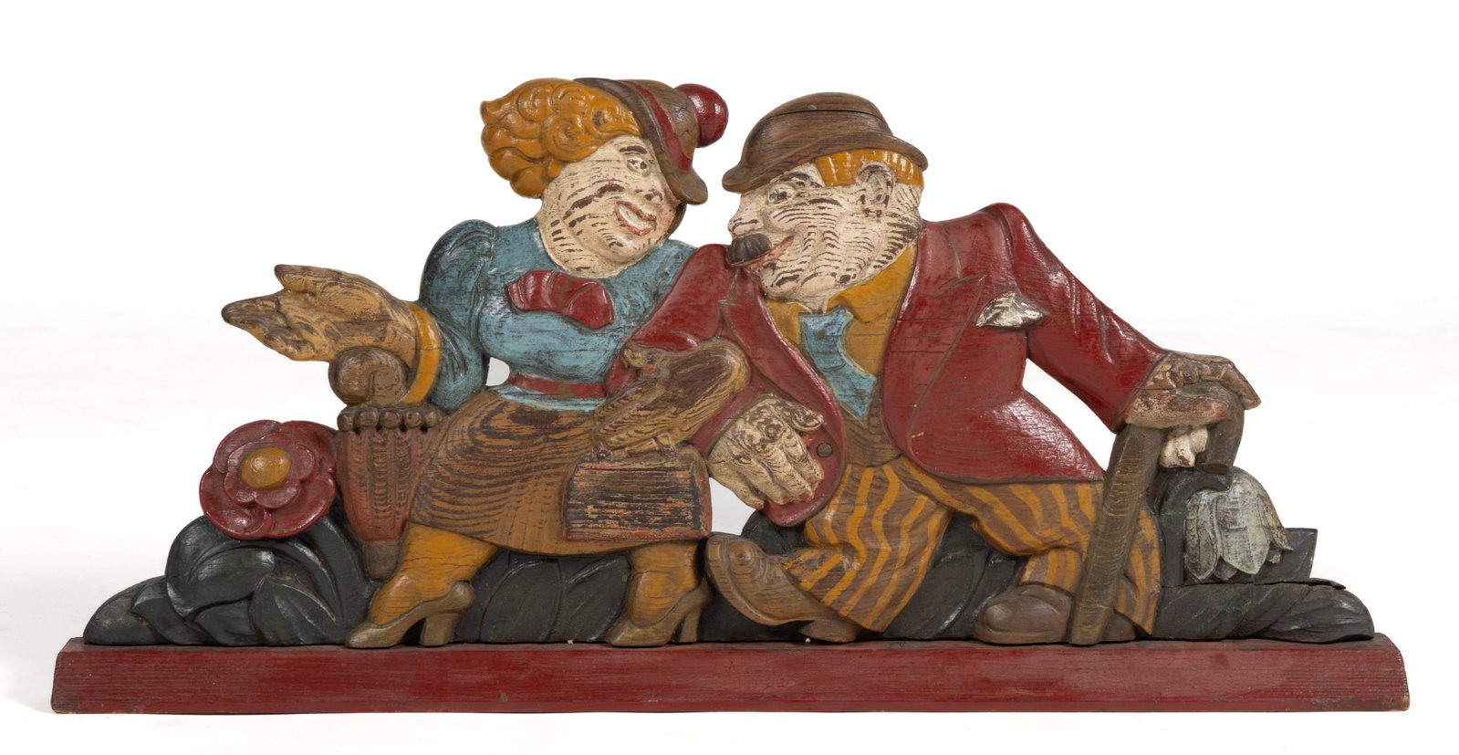 AMERICAN FOLK ART CARVED AND PAINTED CARNIVAL PANEL (1 of 2)