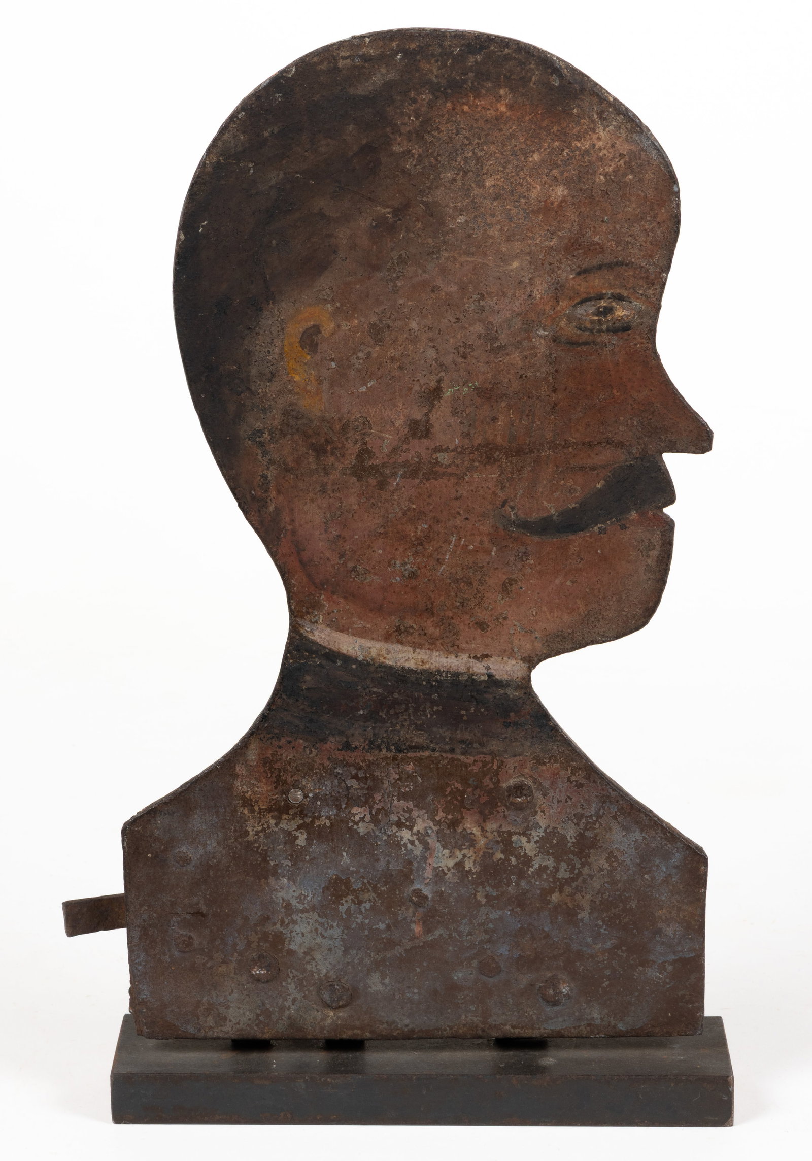 AMERICAN FOLK ART IRON CUT-OUT AND PAINTED SILHOUETTE BUST CARNIVAL SHOOTING TARGET (1 of 3)