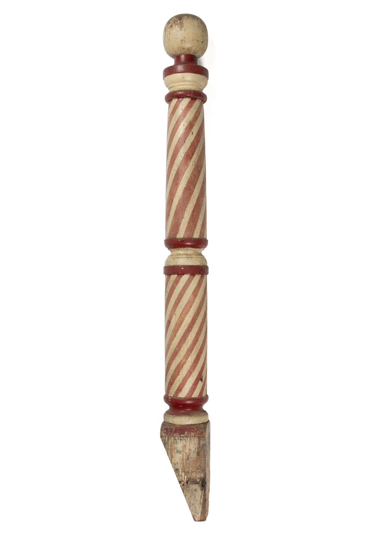 AMERICAN FOLK ART TURNED AND PAINTED WOODEN BARBER POLE (1 of 4)