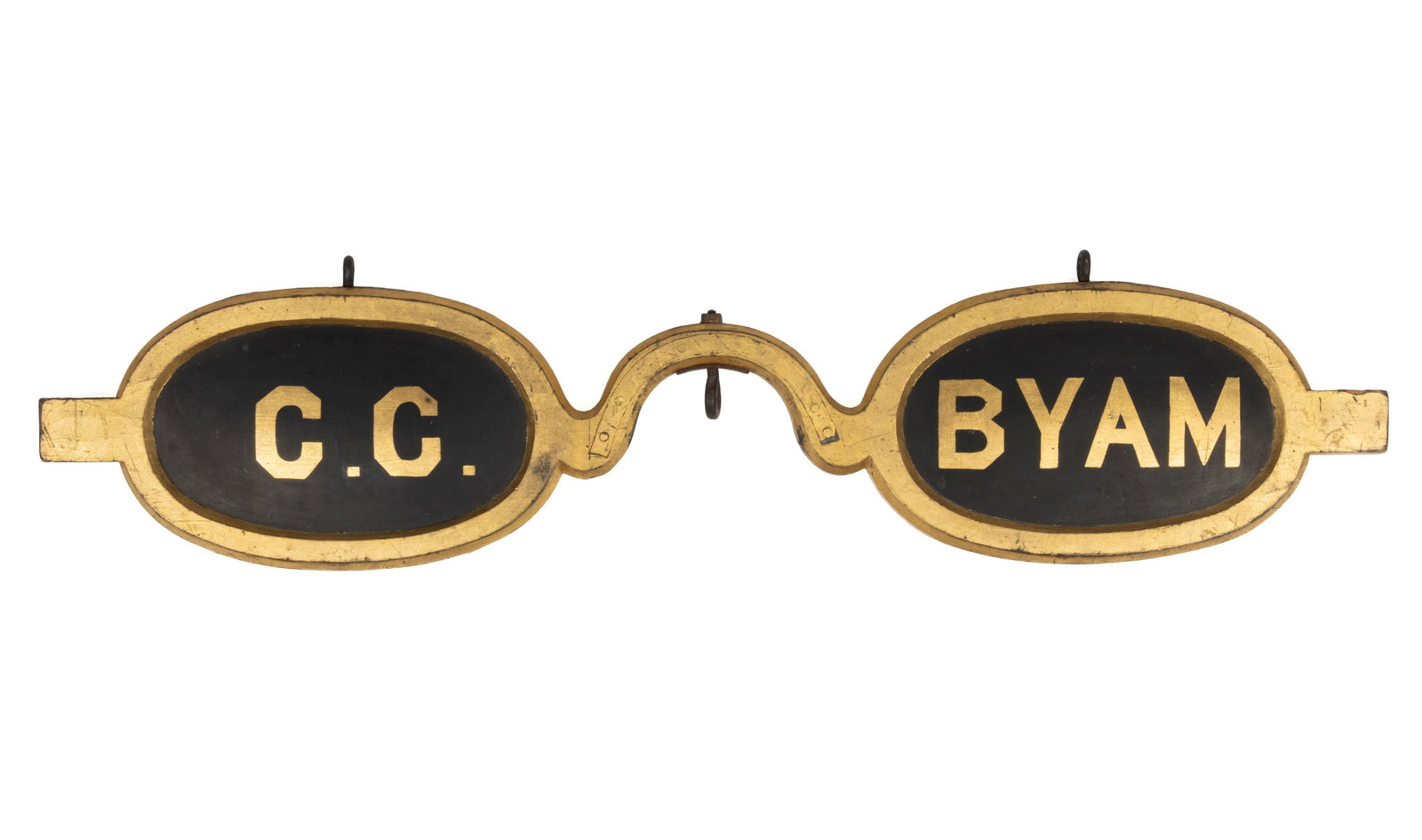 AMERICAN FOLK ART PAINTED WOODEN OPTOMETRIST TRADE SIGN (1 of 2)