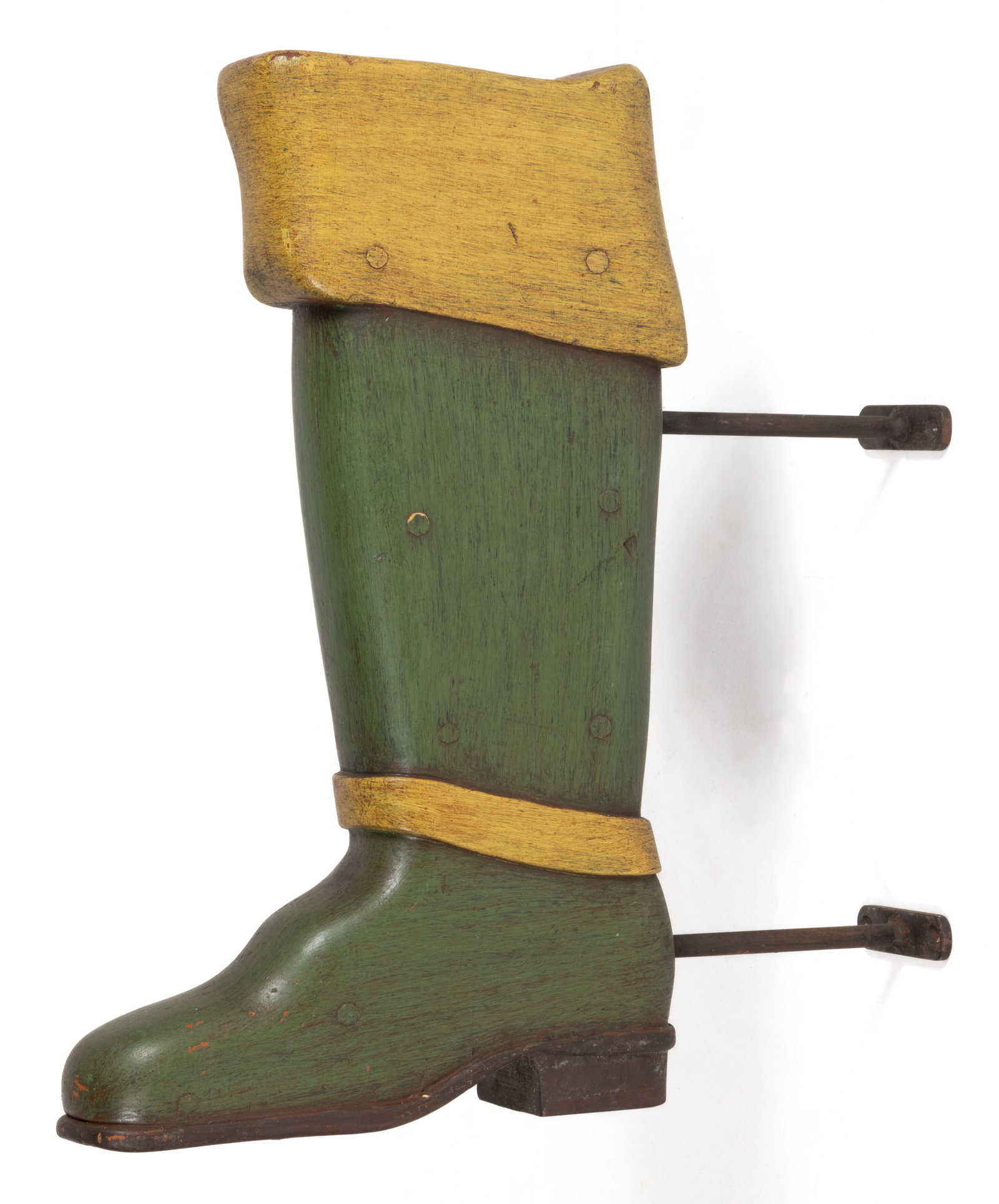 AMERICAN FOLK ART PAINTED WOODEN SHOEMAKER / COBBLER TRADE SIGN (1 of 3)