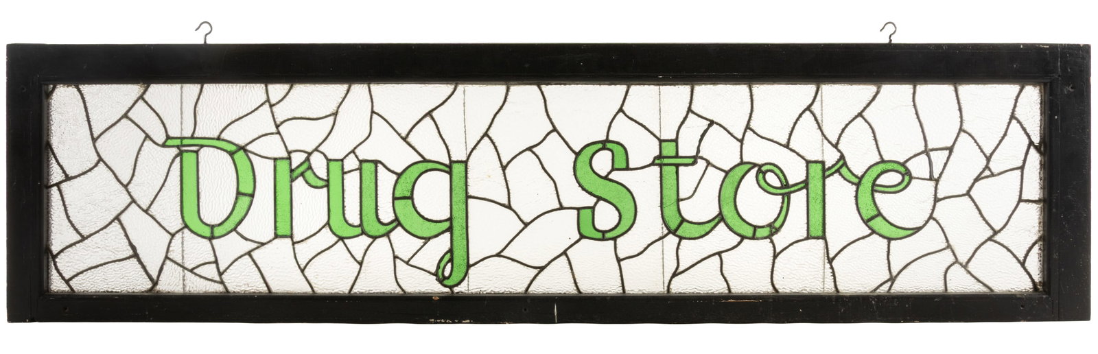 LARGE AMERICAN LEADED- AND STAINED-GLASS DRUG STORE TRANSOM WINDOW (1 of 4)