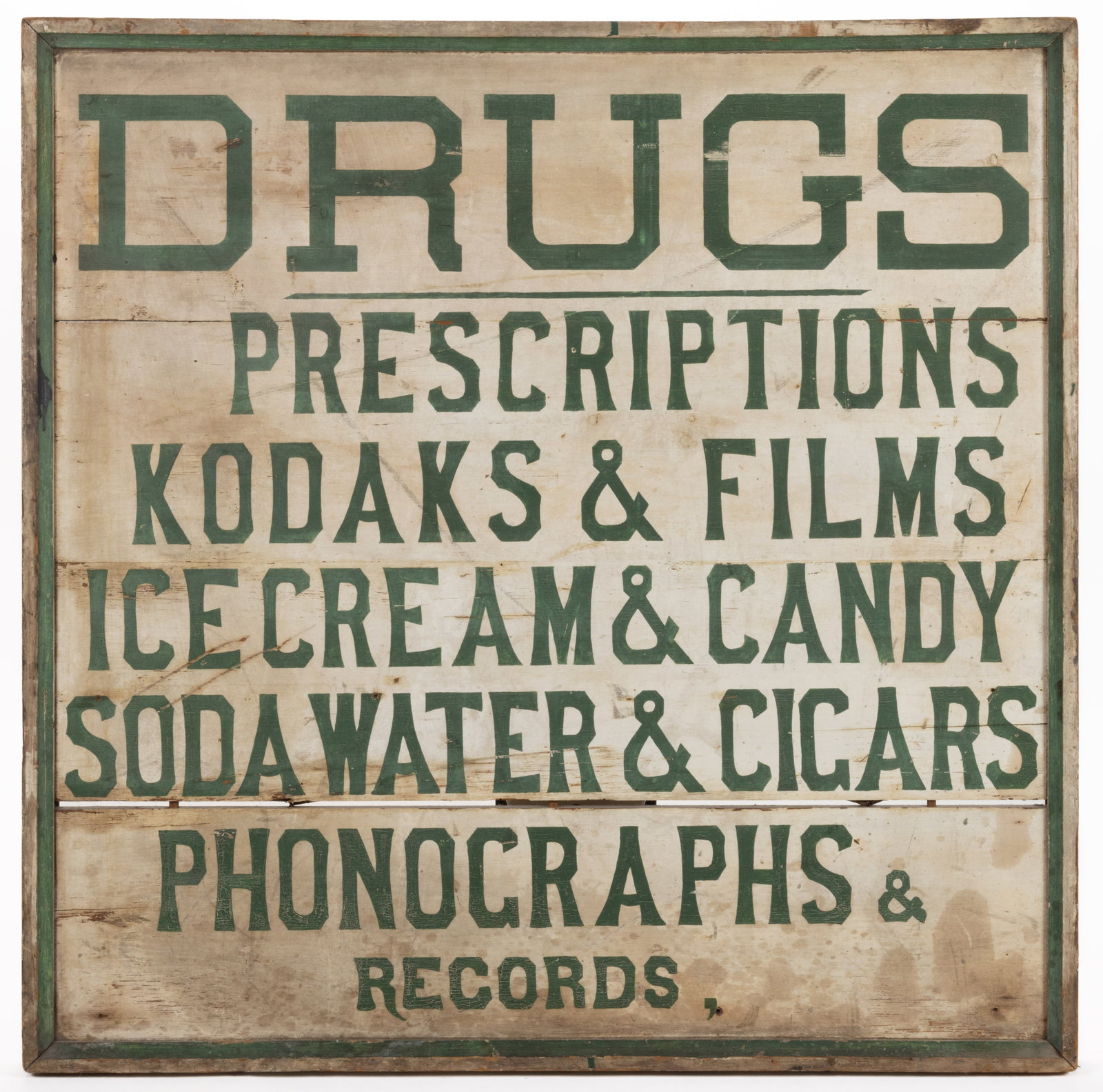 AMERICAN FOLK ART PAINTED WOODEN GENERAL STORE TRADE SIGN (1 of 2)