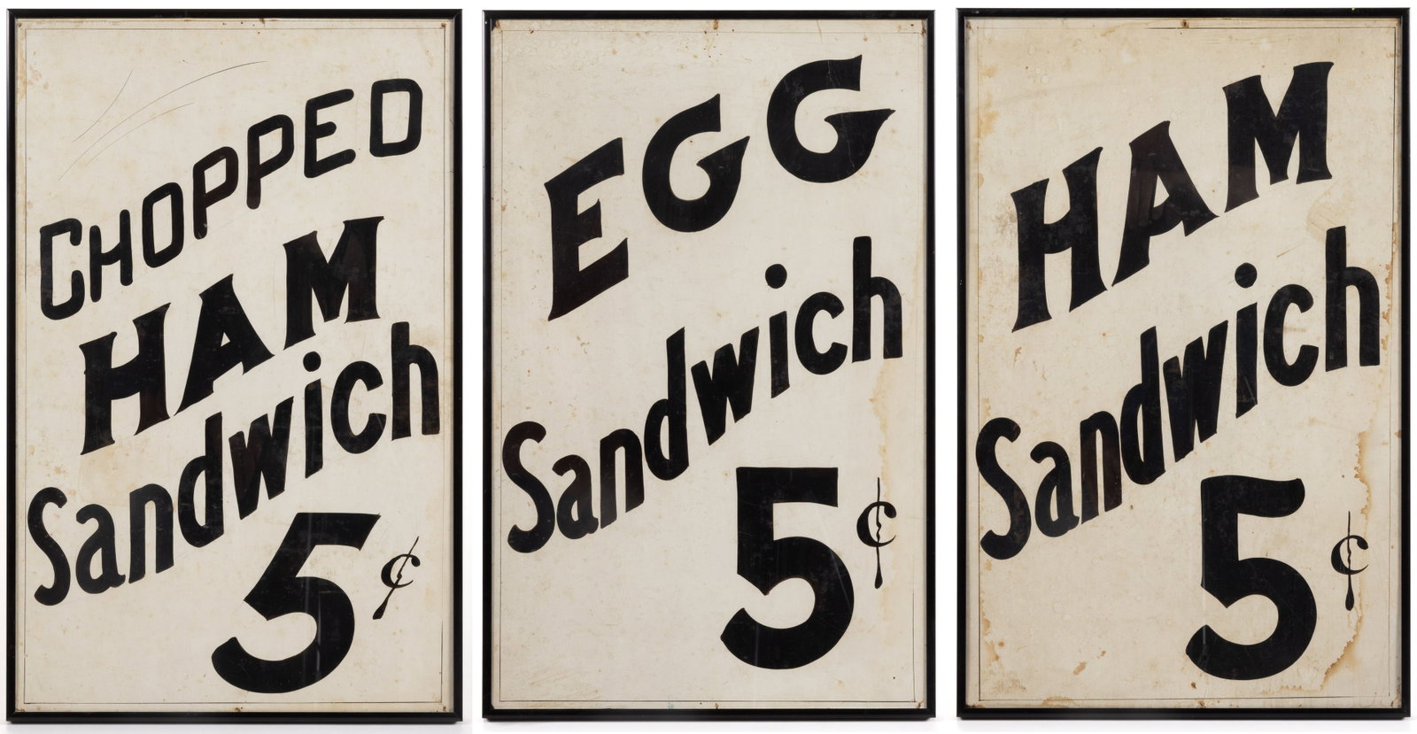 AMERICAN STENCILED RESTAURANT / DINER ADVERTISING MENU SIGNS, SET OF THREE (1 of 5)