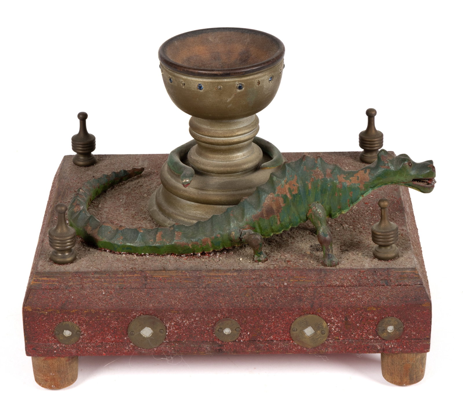 FOLK ART FRATERNAL CARVED WOOD FIGURAL BALLOT BOX (1 of 5)