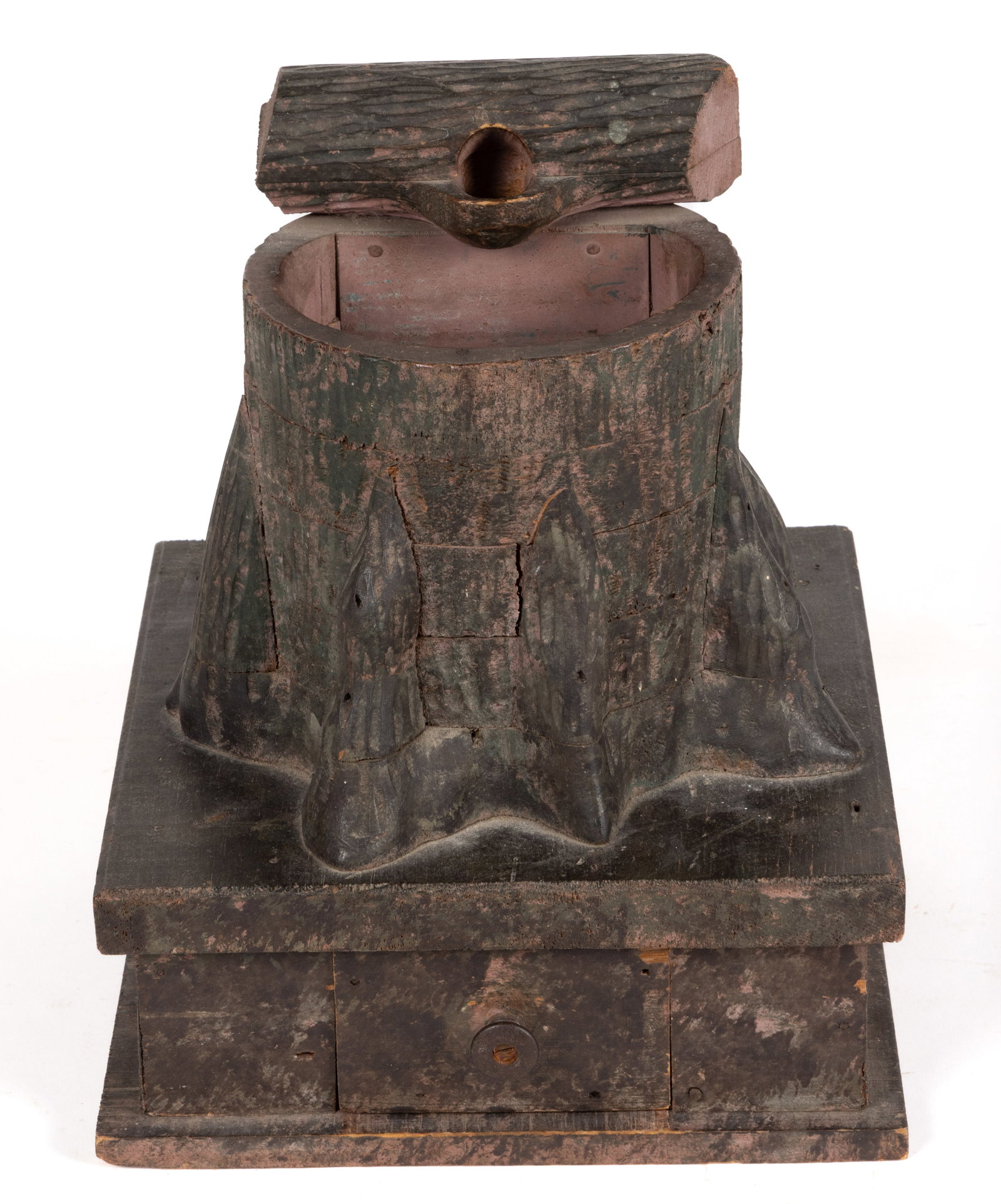 FOLK ART FRATERNAL CARVED WOOD FIGURAL BALLOT BOX (1 of 5)