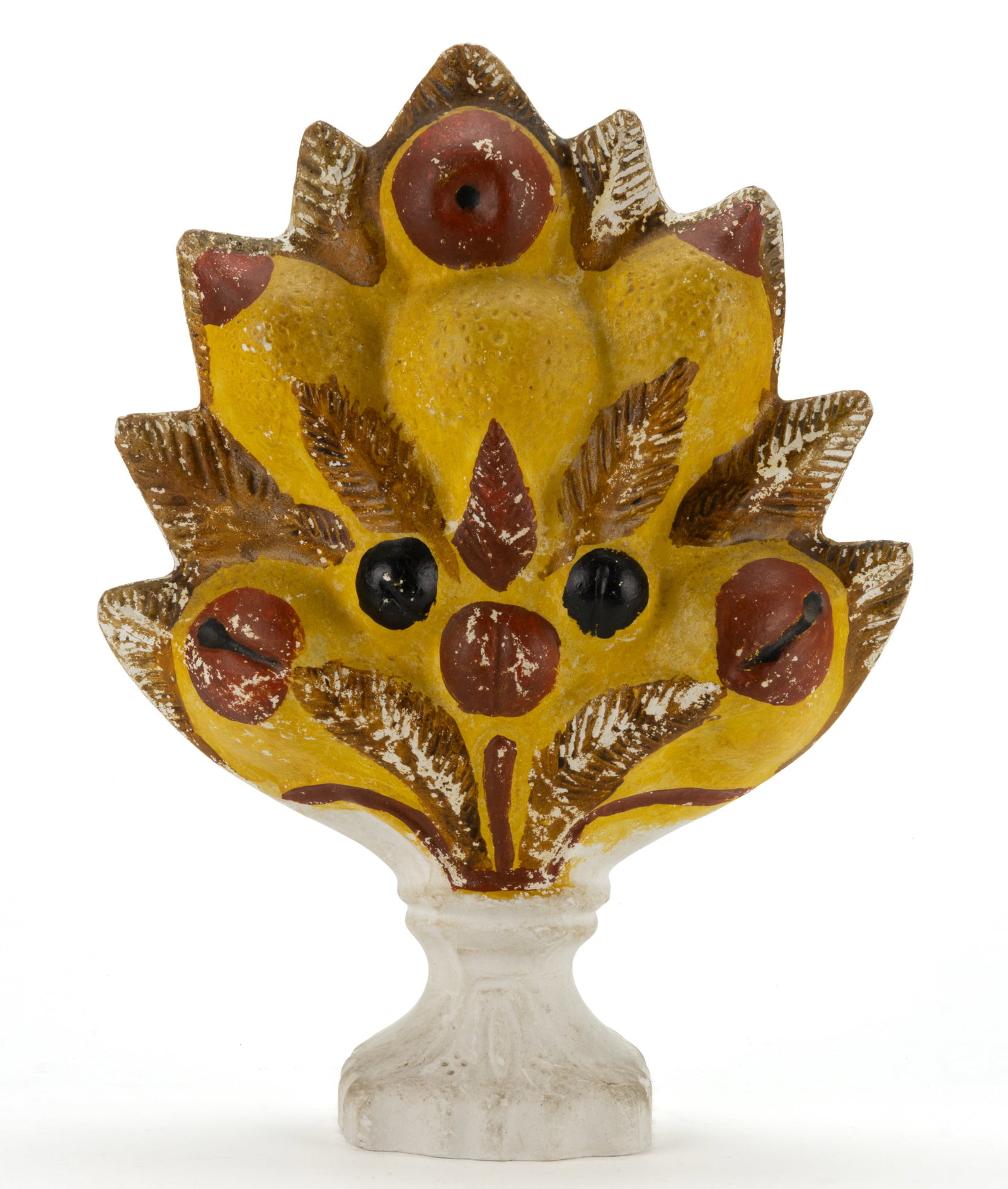 AMERICAN FOLK ART PAINT-DECORATED FIGURAL CHALKWARE GARNITURE (1 of 3)