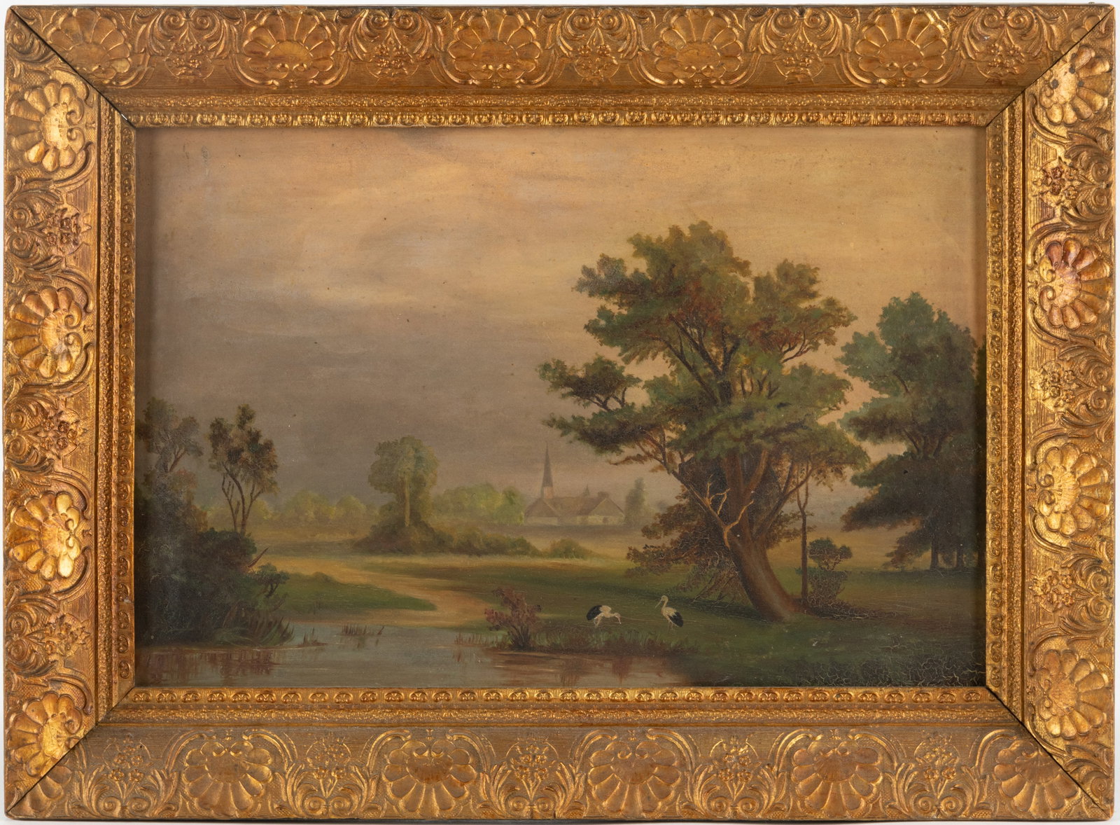 AMERICAN SCHOOL (19TH CENTURY) FOLK ART LANDSCAPE PAINTING (1 of 3)