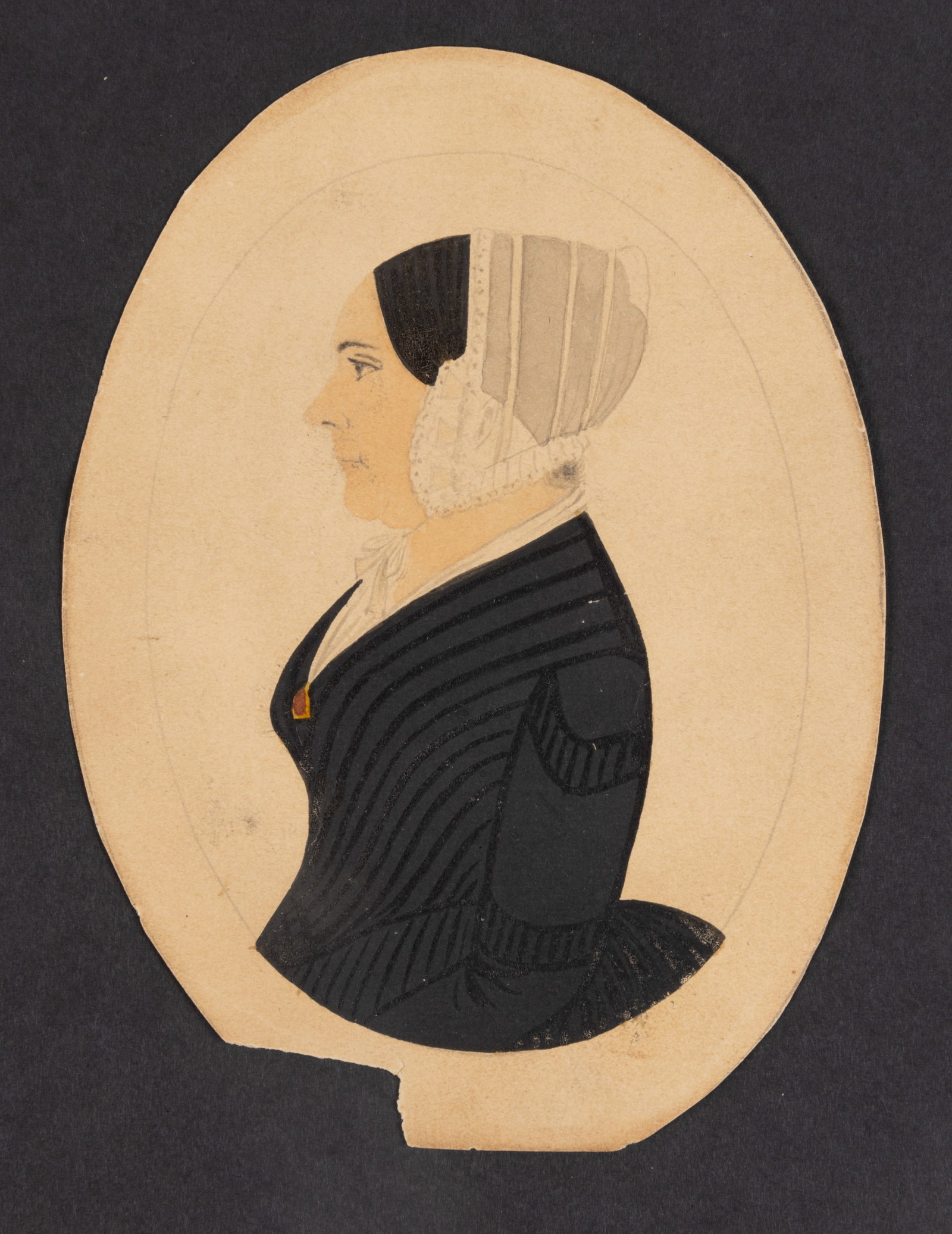 JUSTUS DALEE (NEW YORK / MASSACHUSETTS, 1793-1878), ATTRIBUTED, FOLK ART MINIATURE PORTRAIT OF A (1 of 2)