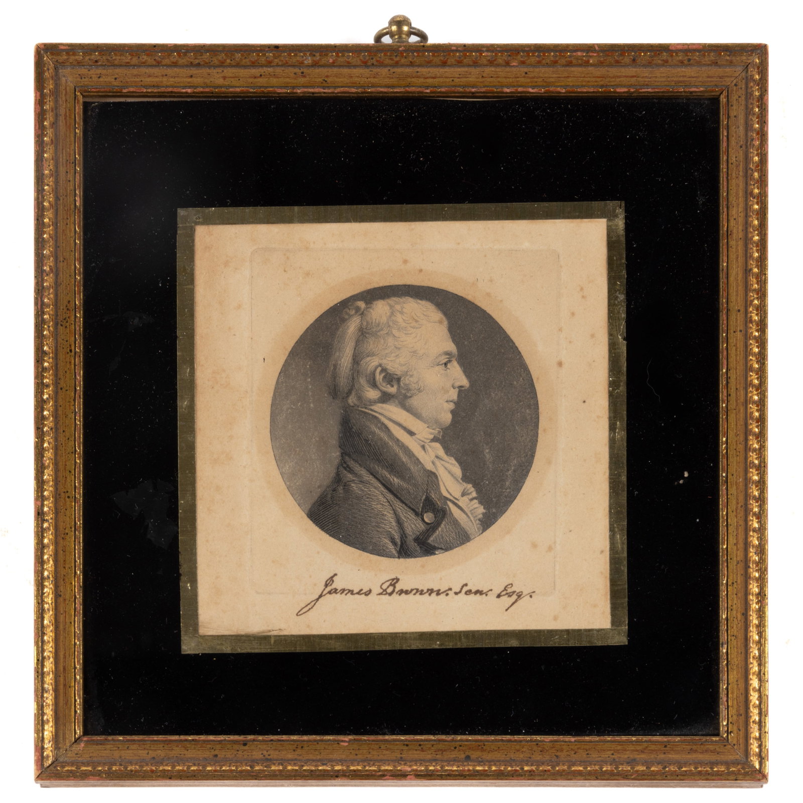 CHARLES BALTHAZAR SAINT-MEMIN (FRENCH/AMERICAN, 1770-1852) MINIATURE PORTRAIT OF JAMES BROWN, SR. (1 of 2)