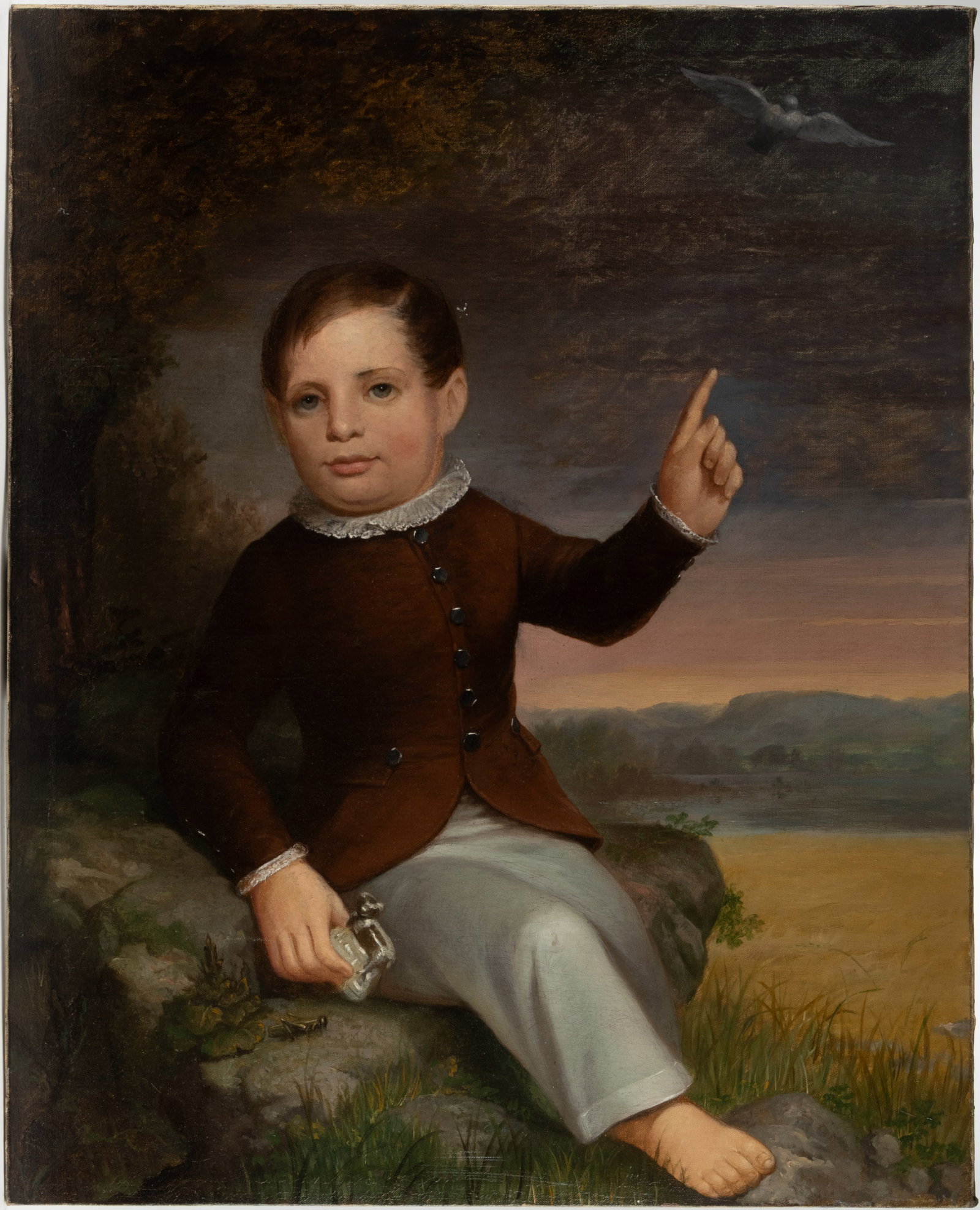 AMERICAN OR BRITISH SCHOOL (19TH CENTURY) FOLK ART PORTRAIT OF A BOY (1 of 4)