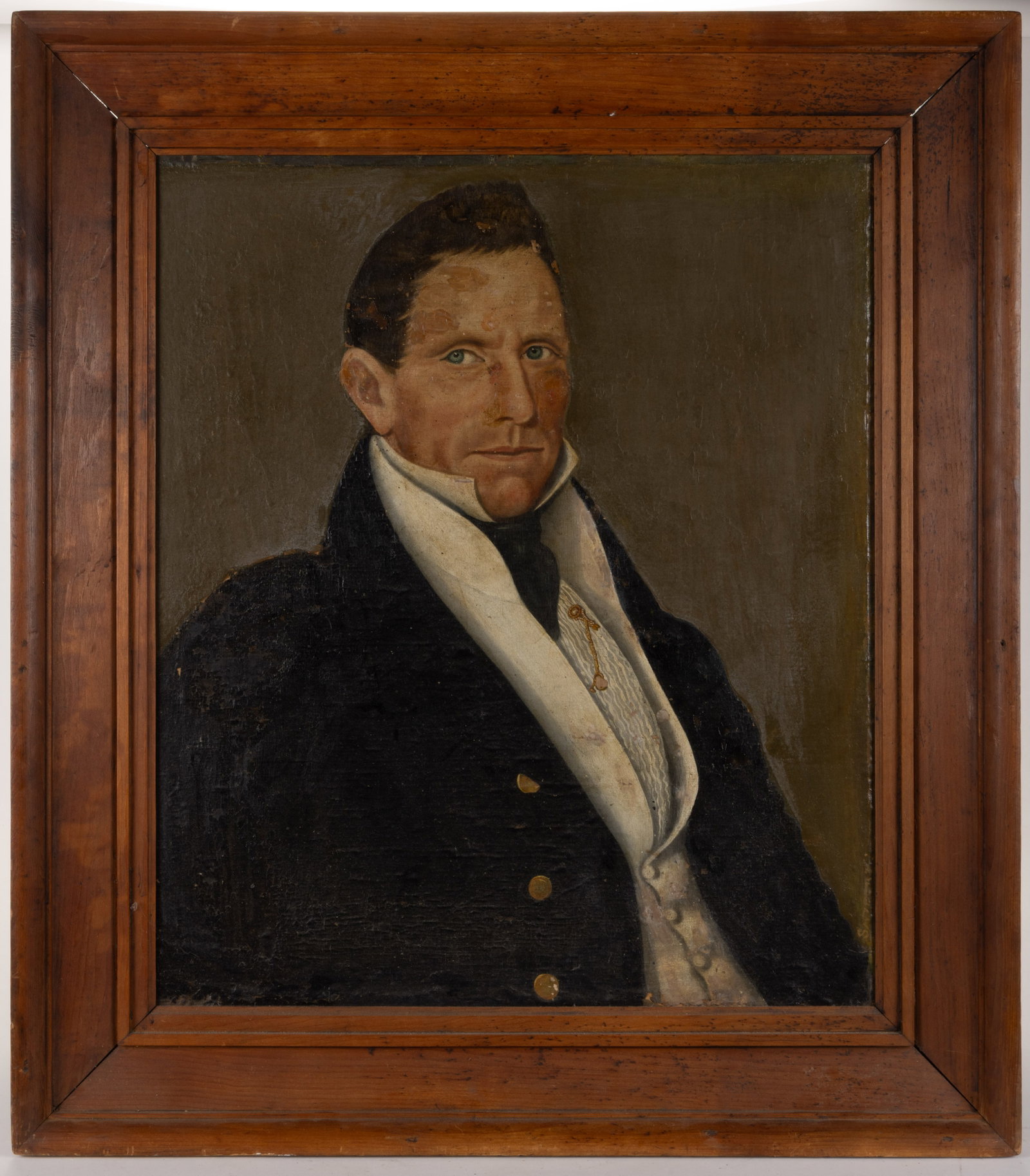 AMERICAN SCHOOL (19TH CENTURY) FOLK ART PORTRAIT OF A GENTLEMAN (1 of 5)