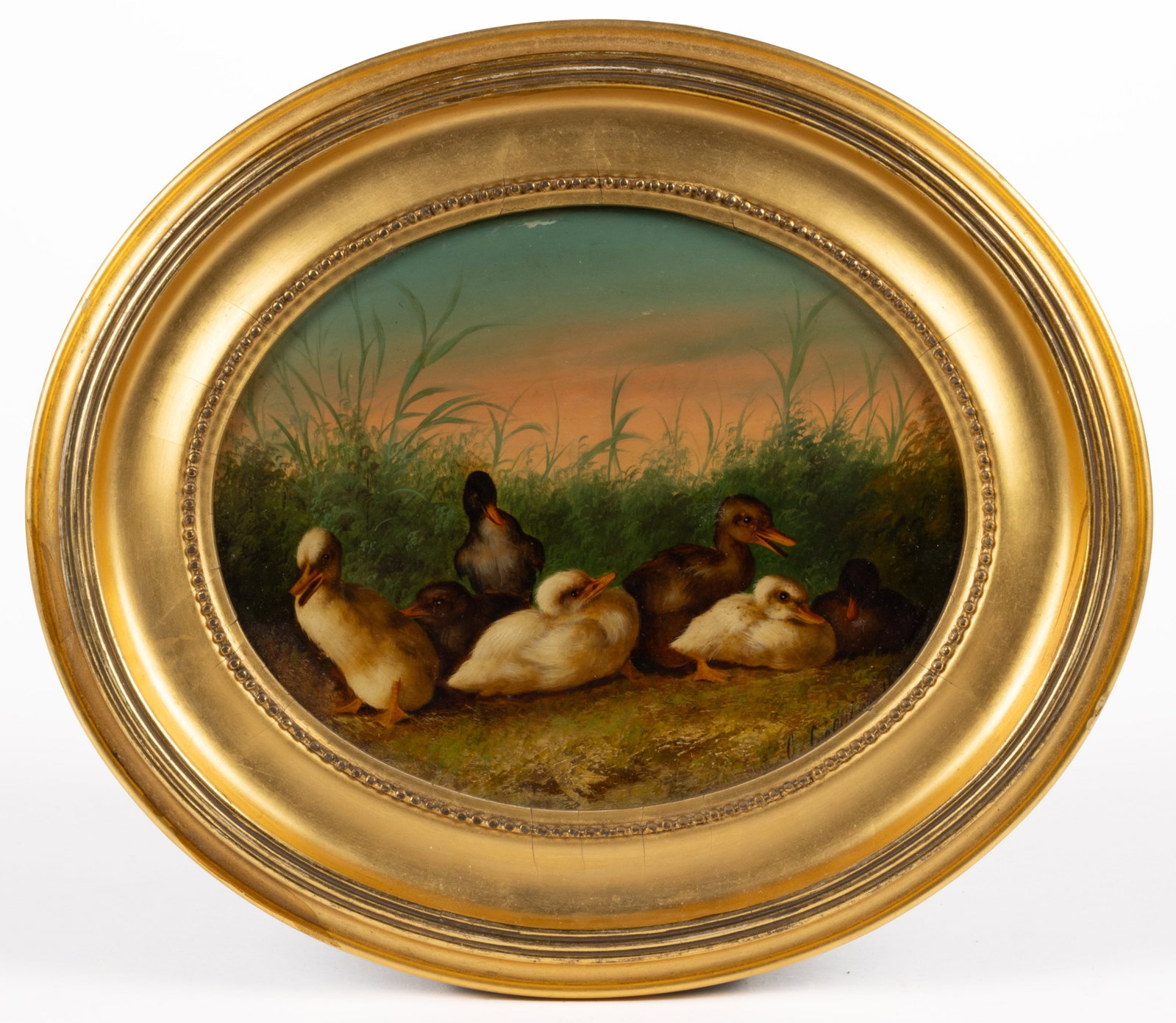 CARLO COPPINI (ITALIAN, 19TH CENTURY) DUCKLINGS GENRE PAINTING (1 of 4)