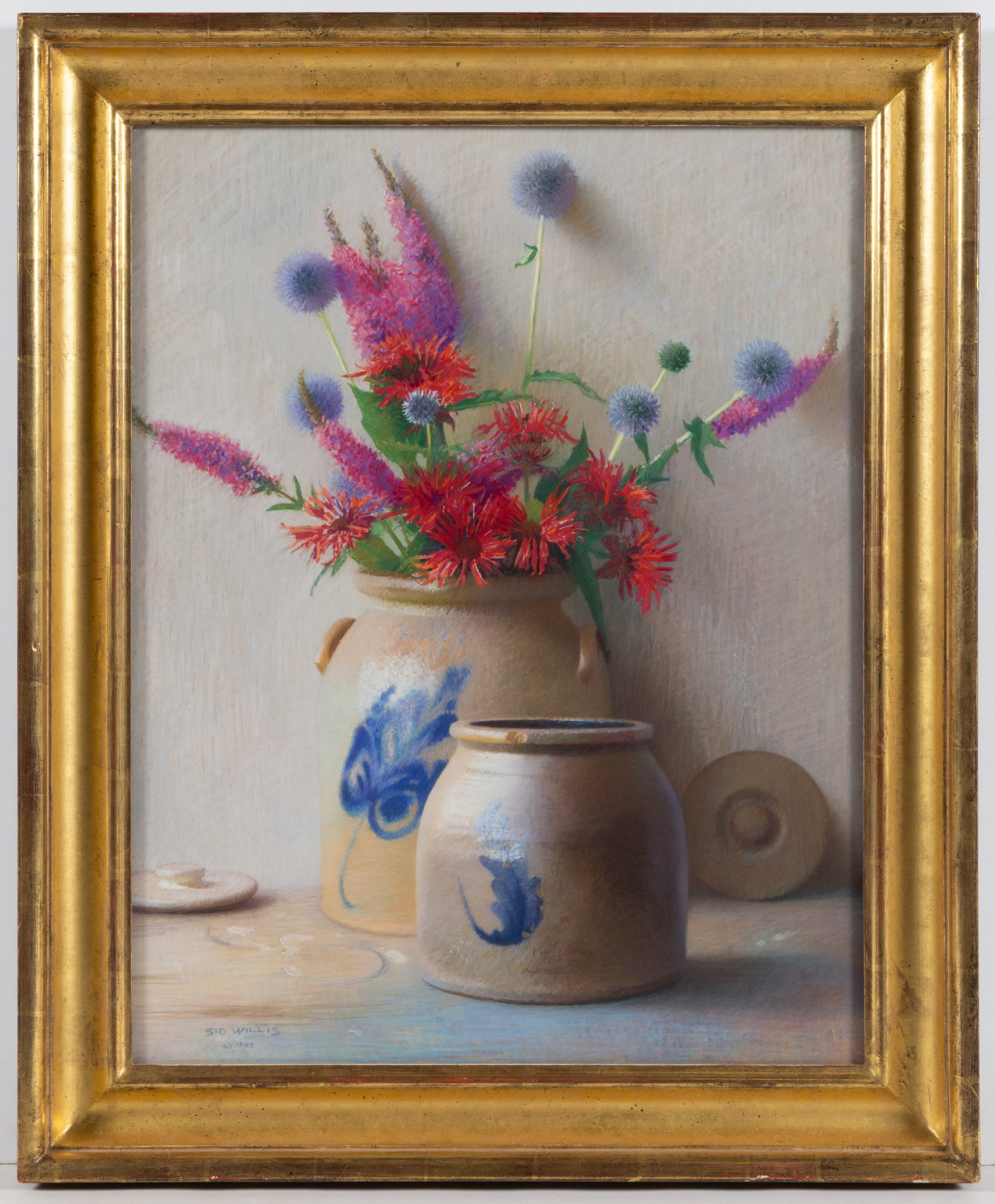 SIDNEY "SID" WILLIS (NEW HAMPSHIRE / MASSACHUSETTS, B. 1930) "BEE BALM AND THISTLE" STILL-LIFE (1 of 5)
